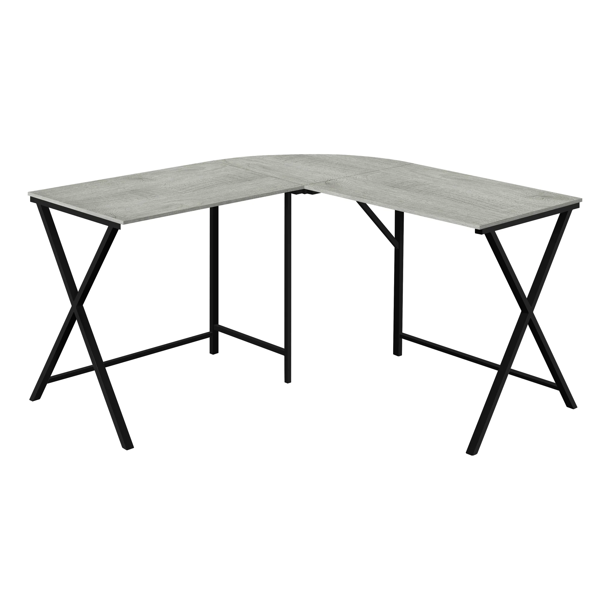 55" White Top and Black Metal Corner Computer Desk By Homeroots - Image 5