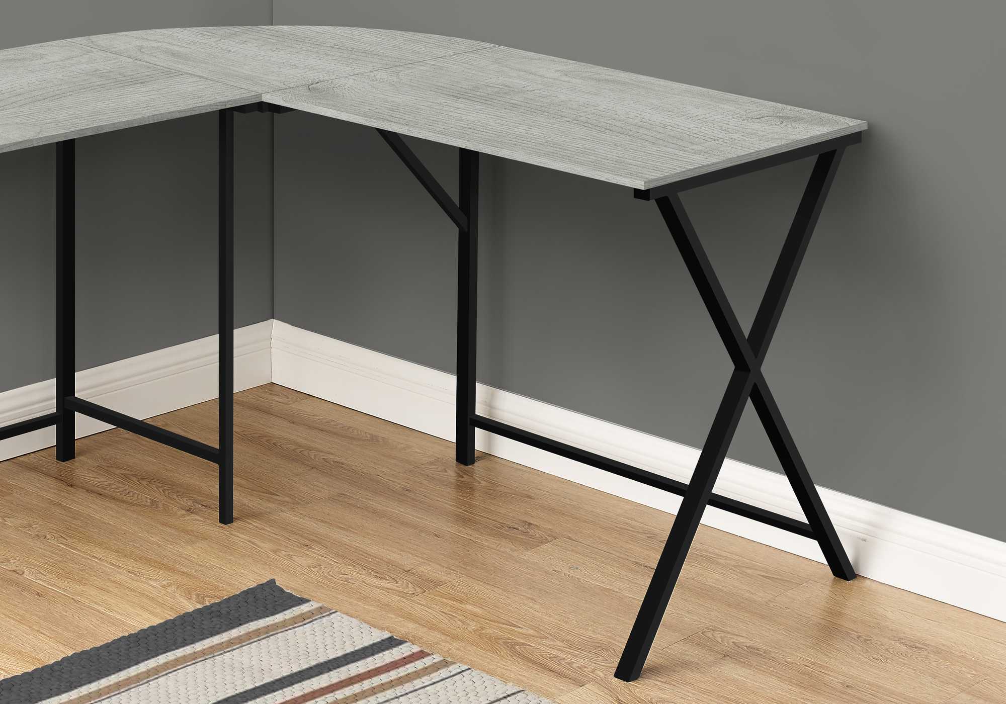 55" White Top and Black Metal Corner Computer Desk By Homeroots - Image 6