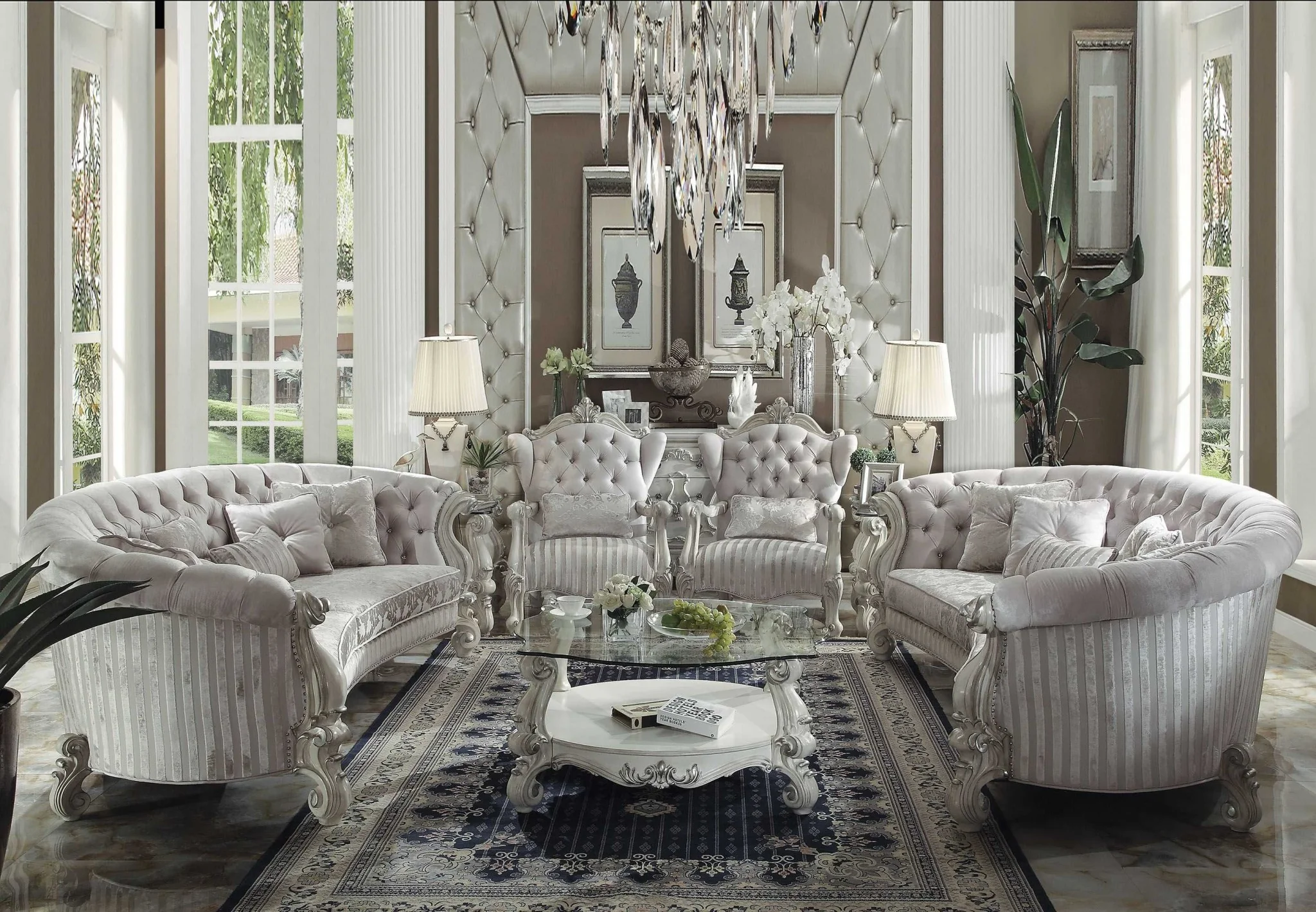 55" X 109" X 39" Ivory Velvet Bone White Upholstery Poly Resin Sofa w5 Pillows By Homeroots - Image 2