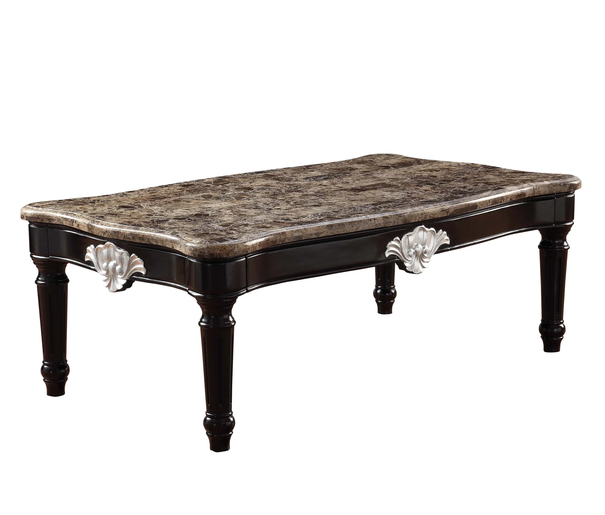 56" Black And Brown Faux Marble Rectangular Coffee Table By Homeroots - Image 2