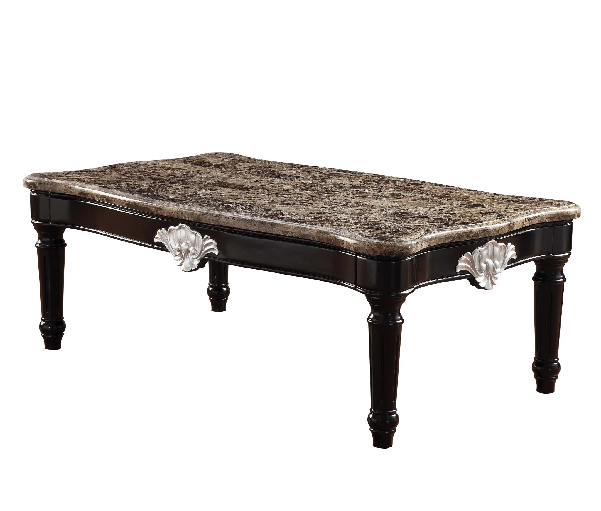 56" Black And Brown Faux Marble Rectangular Coffee Table By Homeroots - Image 3