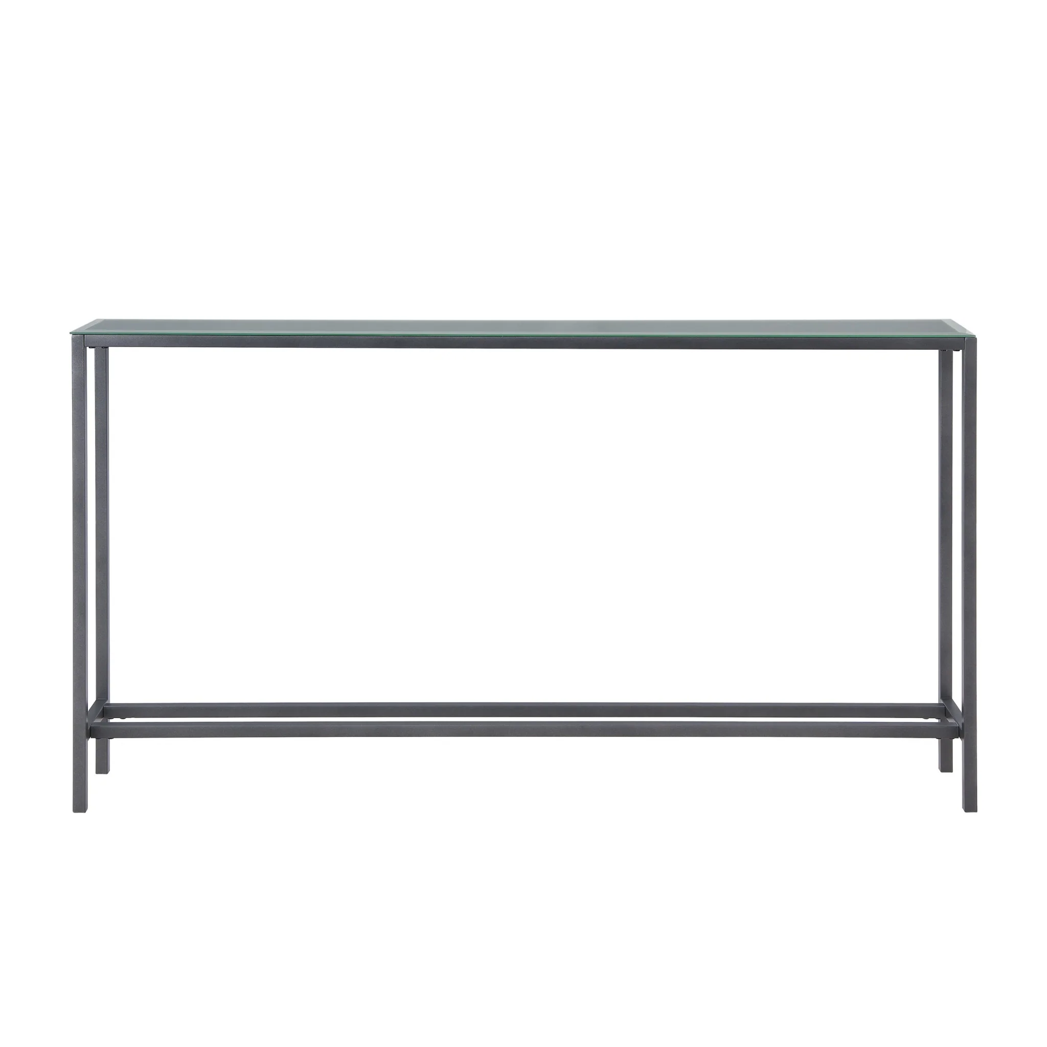 56" Black and Gunmetal Mirrored Glass Console Table By Homeroots - Image 2