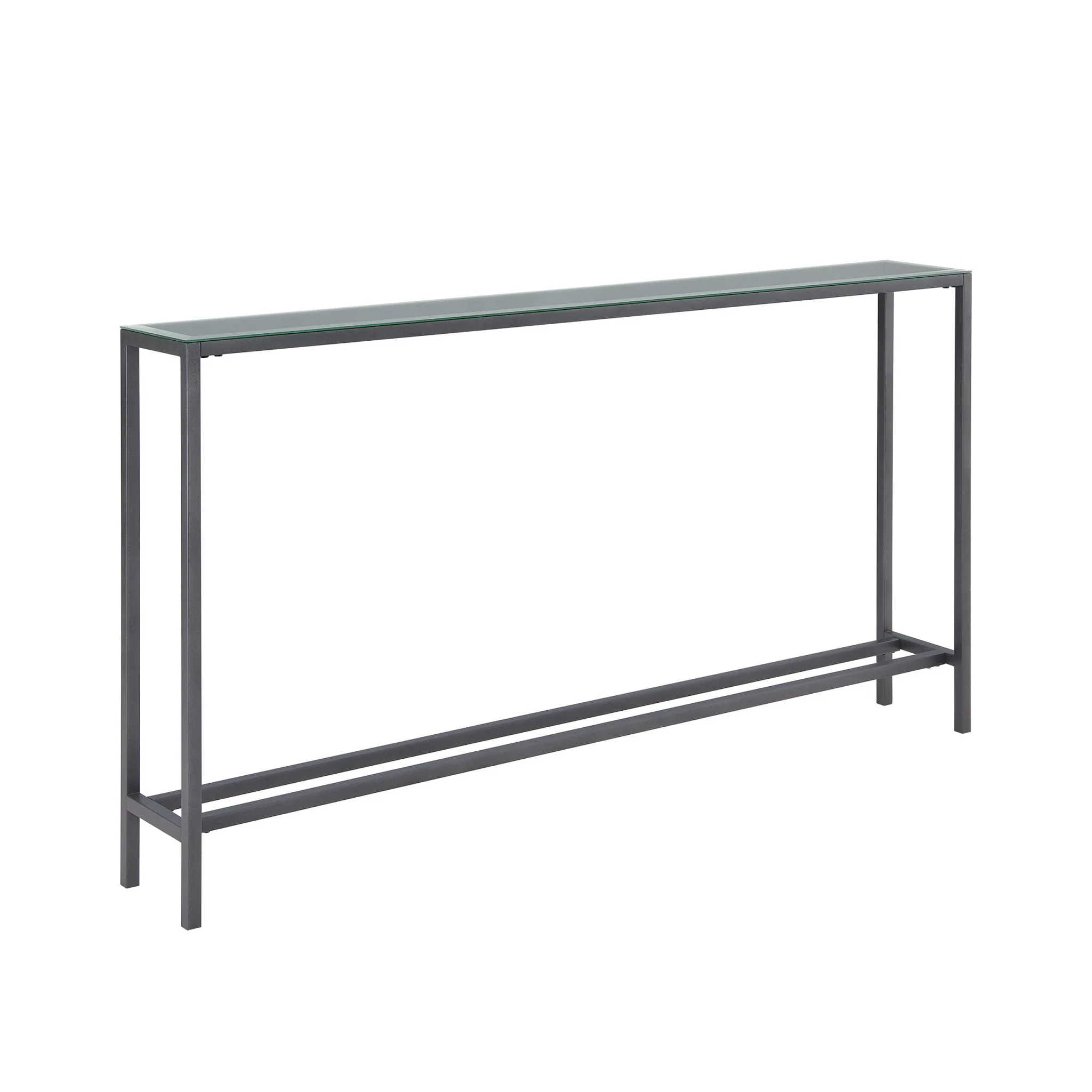 56" Black and Gunmetal Mirrored Glass Console Table By Homeroots - Image 4