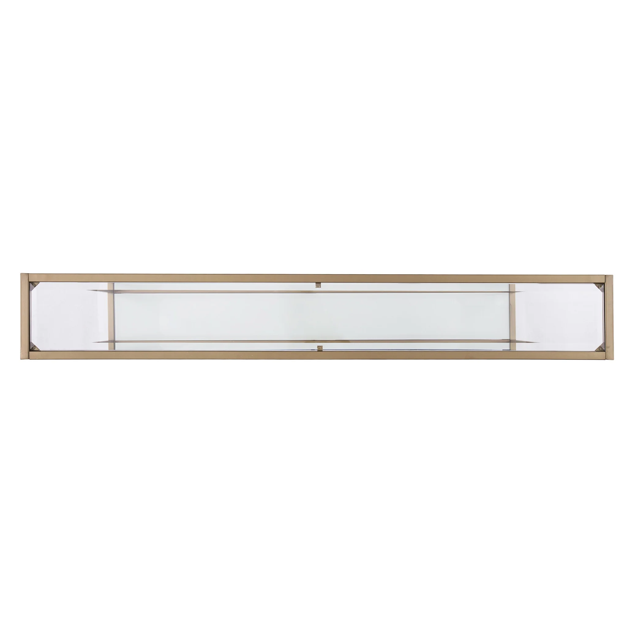 56" Clear and Gold Glass Floor Shelf Console Table With Storage By Homeroots - Image 2