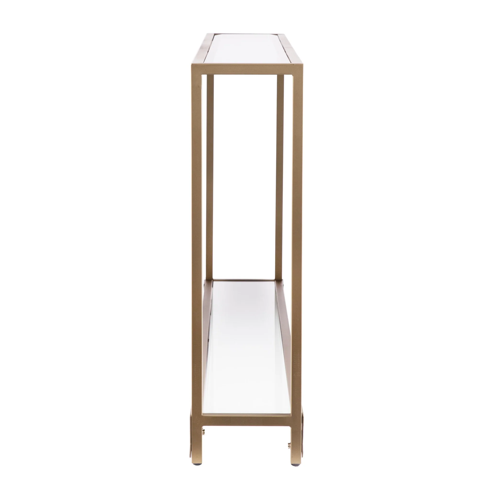 56" Clear and Gold Glass Floor Shelf Console Table With Storage By Homeroots - Image 3