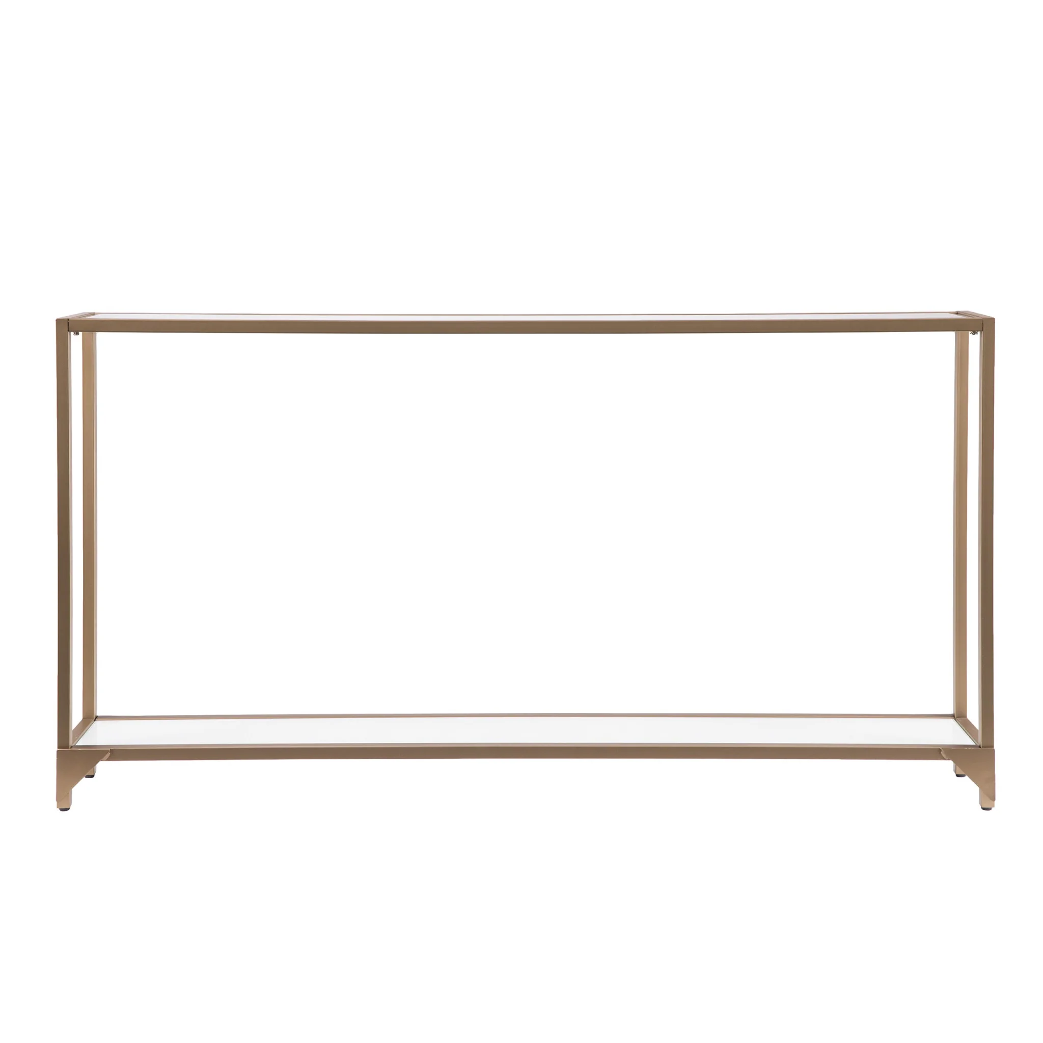 56" Clear and Gold Glass Floor Shelf Console Table With Storage By Homeroots - Image 4