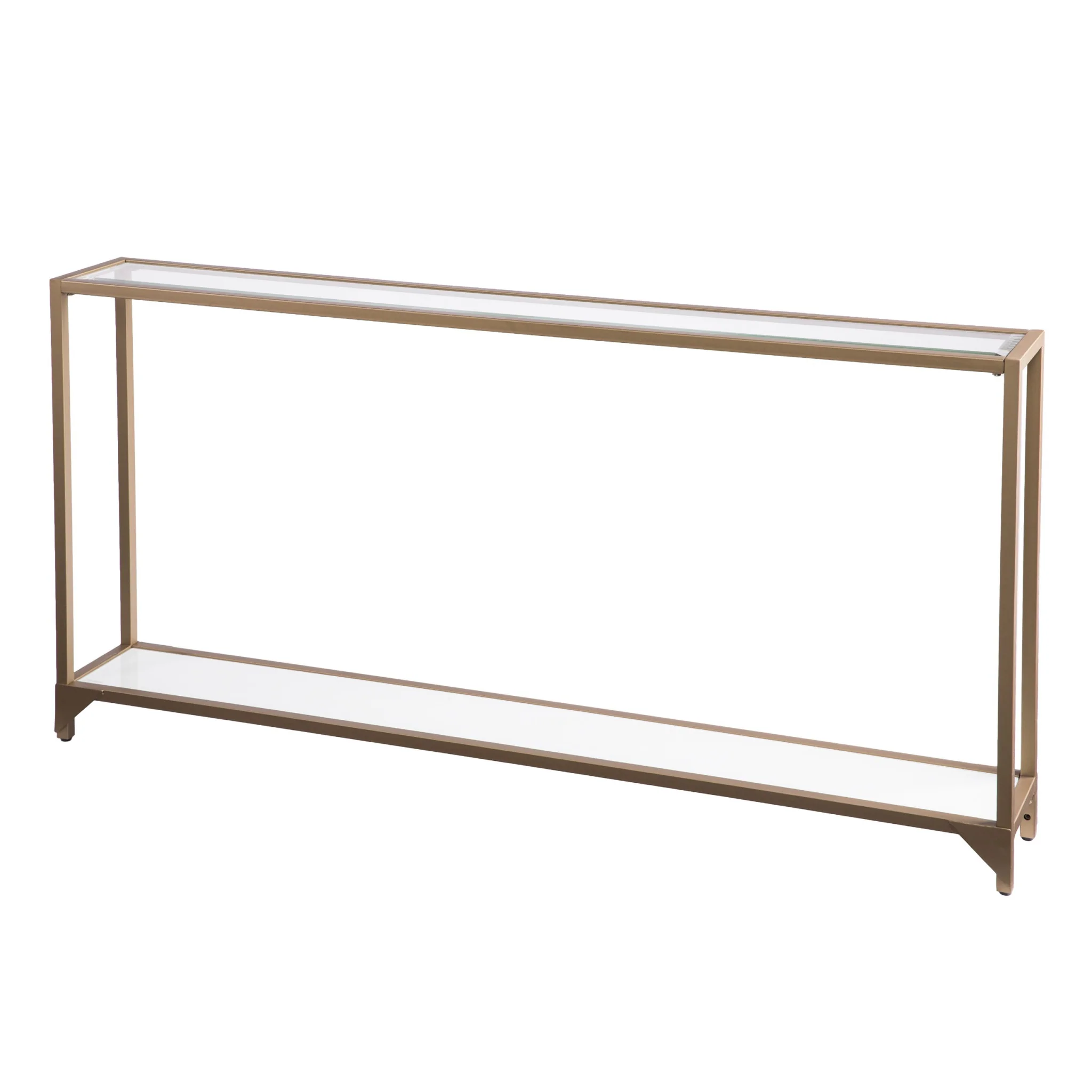 56" Clear and Gold Glass Floor Shelf Console Table With Storage By Homeroots - Image 5