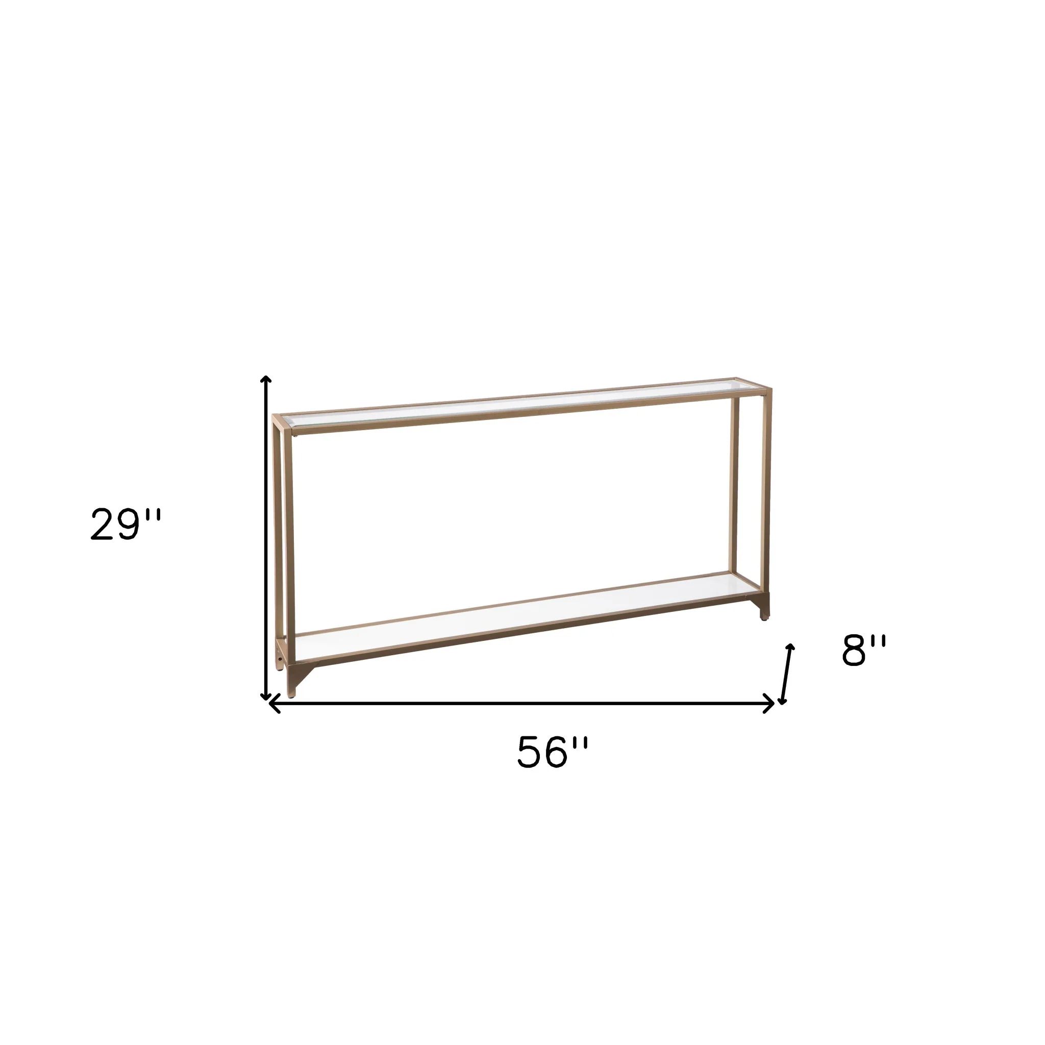 56" Clear and Gold Glass Floor Shelf Console Table With Storage By Homeroots - Image 9