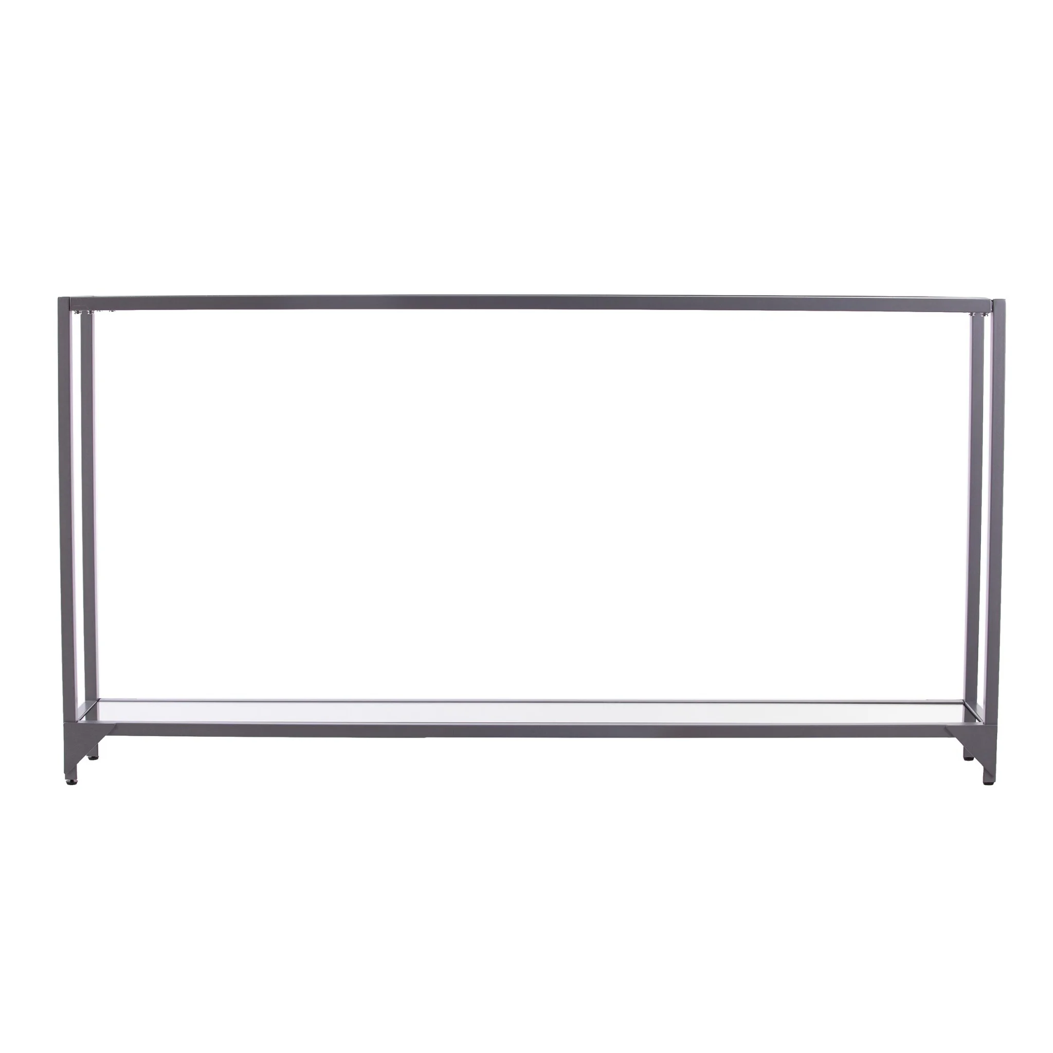 56" Clear and Silver Glass Mirrored Floor Shelf Console Table With Storage By Homeroots - Image 4