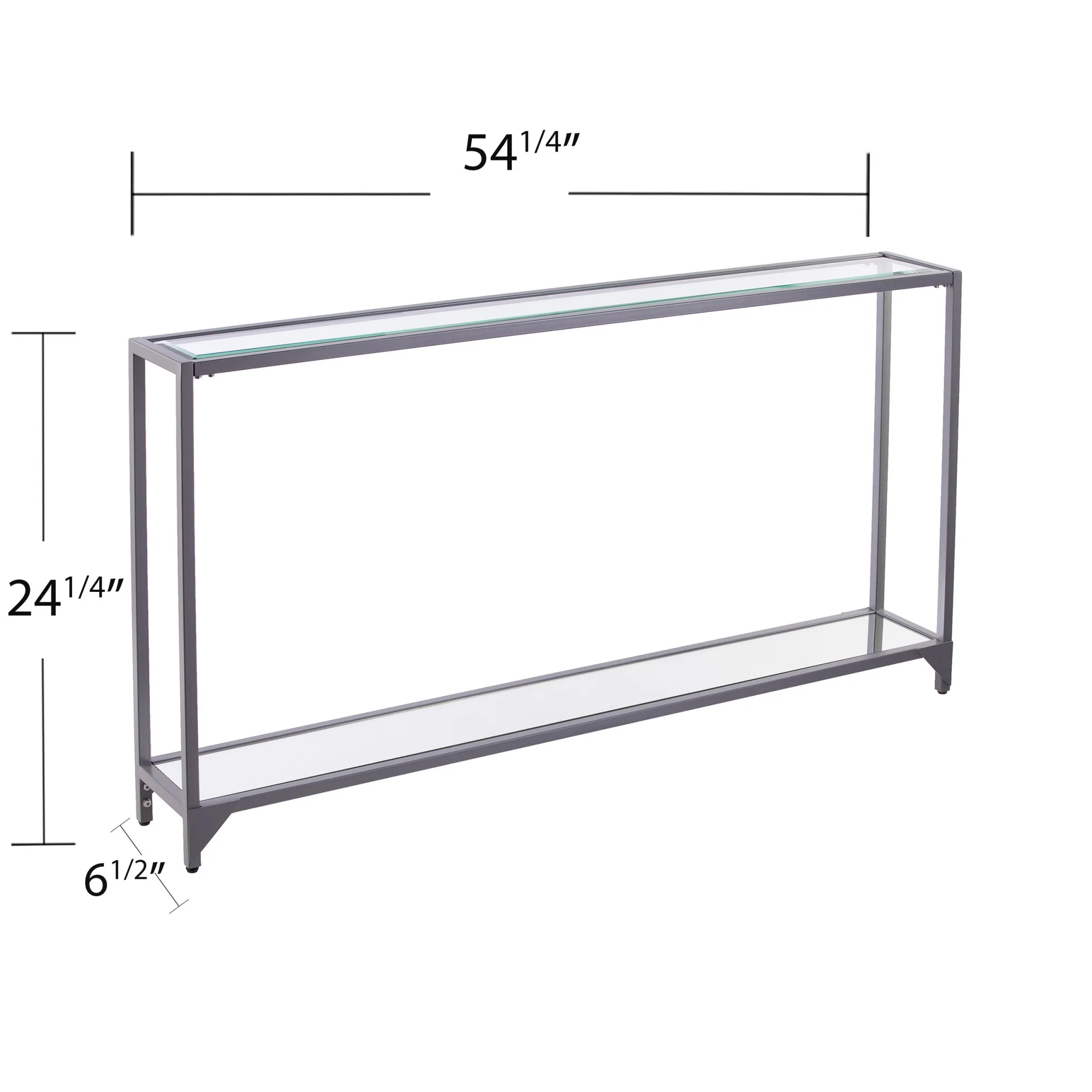 56" Clear and Silver Glass Mirrored Floor Shelf Console Table With Storage By Homeroots - Image 9