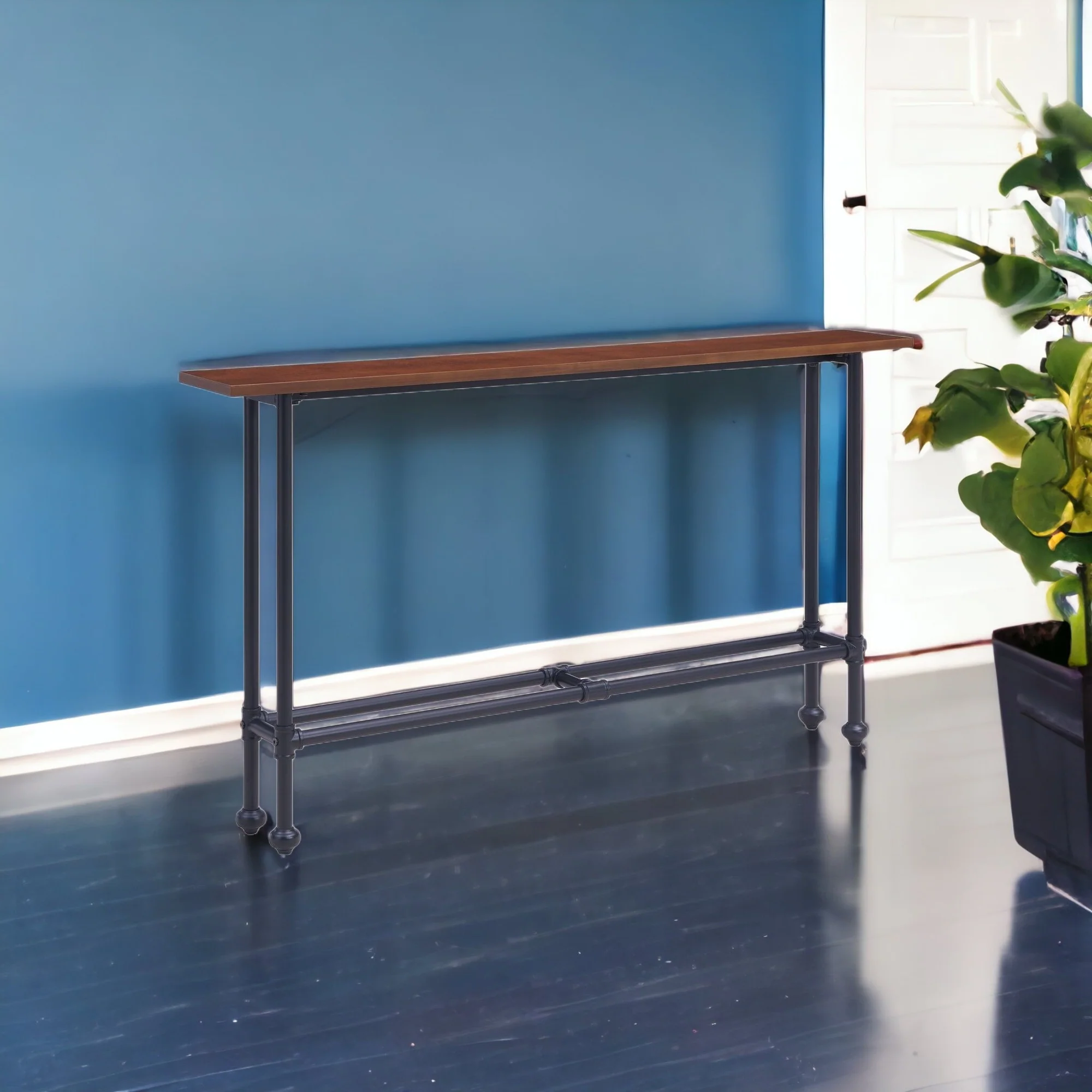 56" Espresso and Black Console Table By Homeroots - Image 6