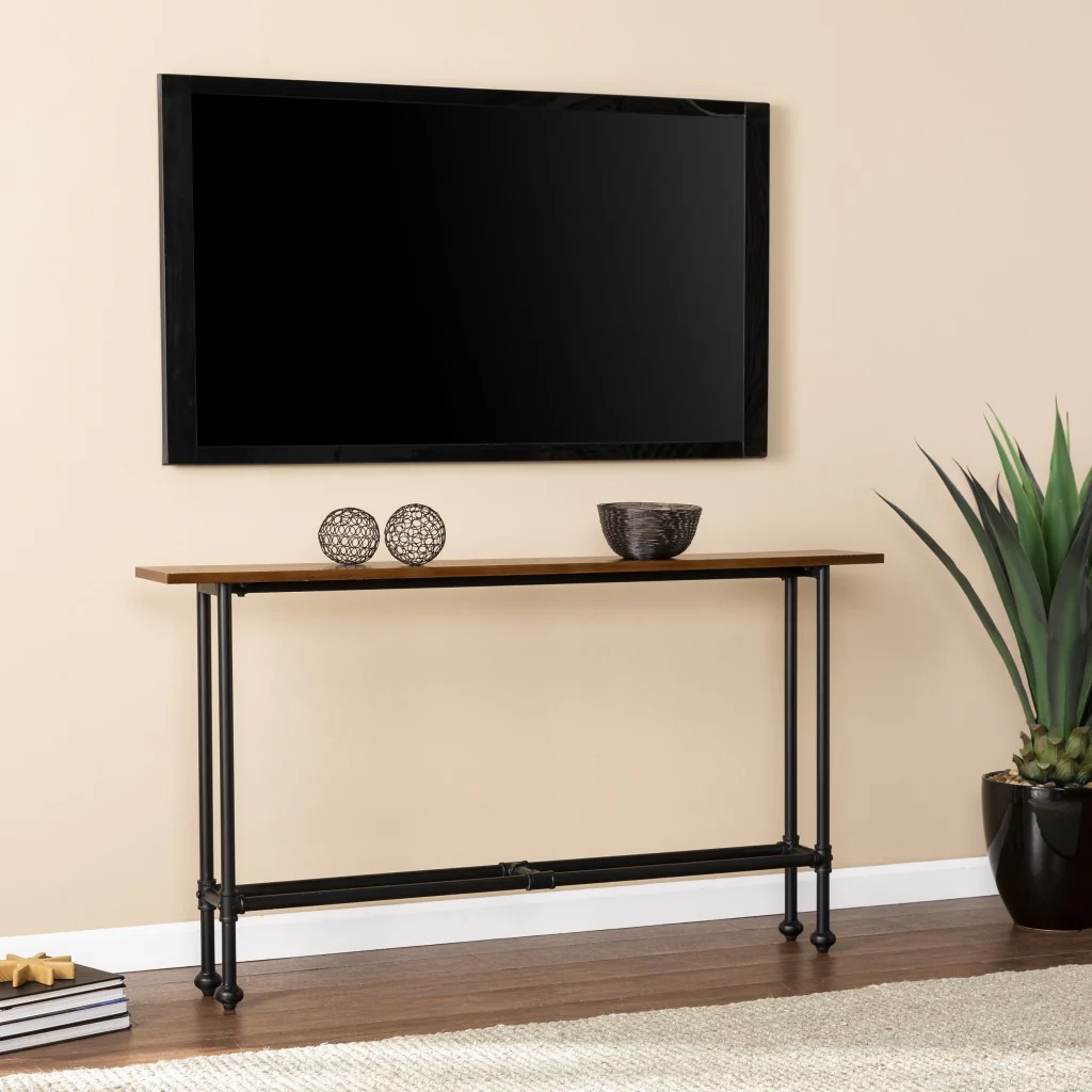 56" Espresso and Black Console Table By Homeroots - Image 8