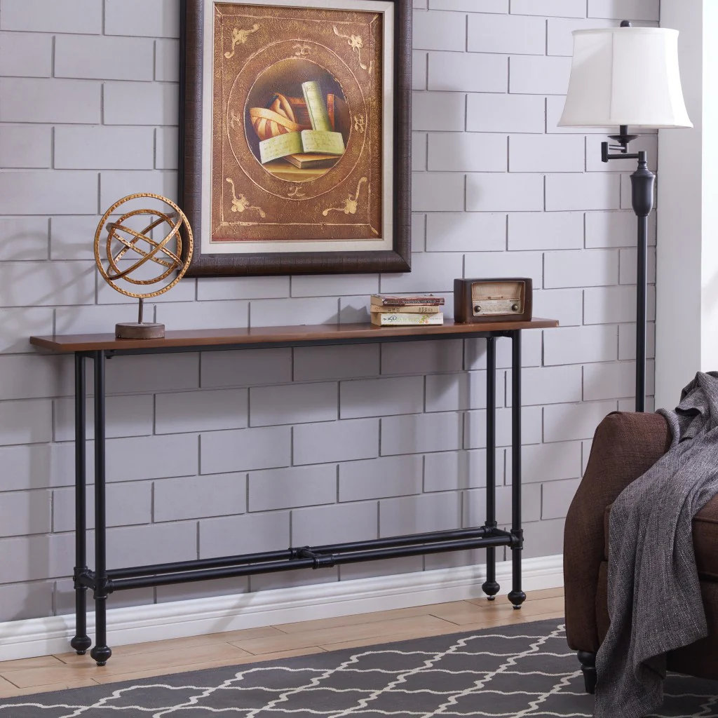 56" Espresso and Black Console Table By Homeroots - Image 9
