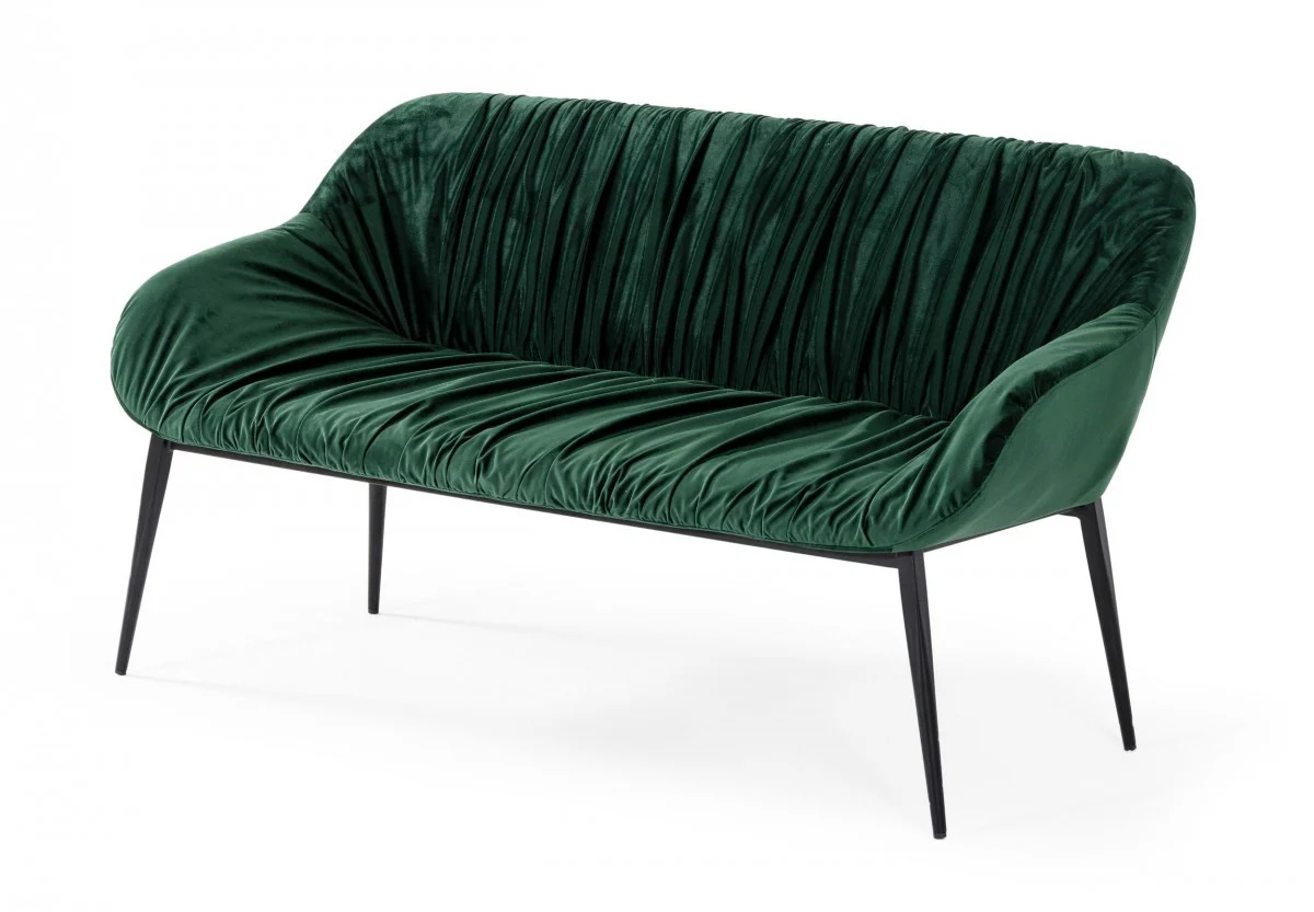 56" Green And Dark Brown Upholstered Velvet Dining bench By Homeroots - Image 2