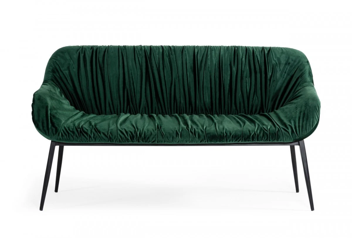 56" Green And Dark Brown Upholstered Velvet Dining bench By Homeroots - Image 3