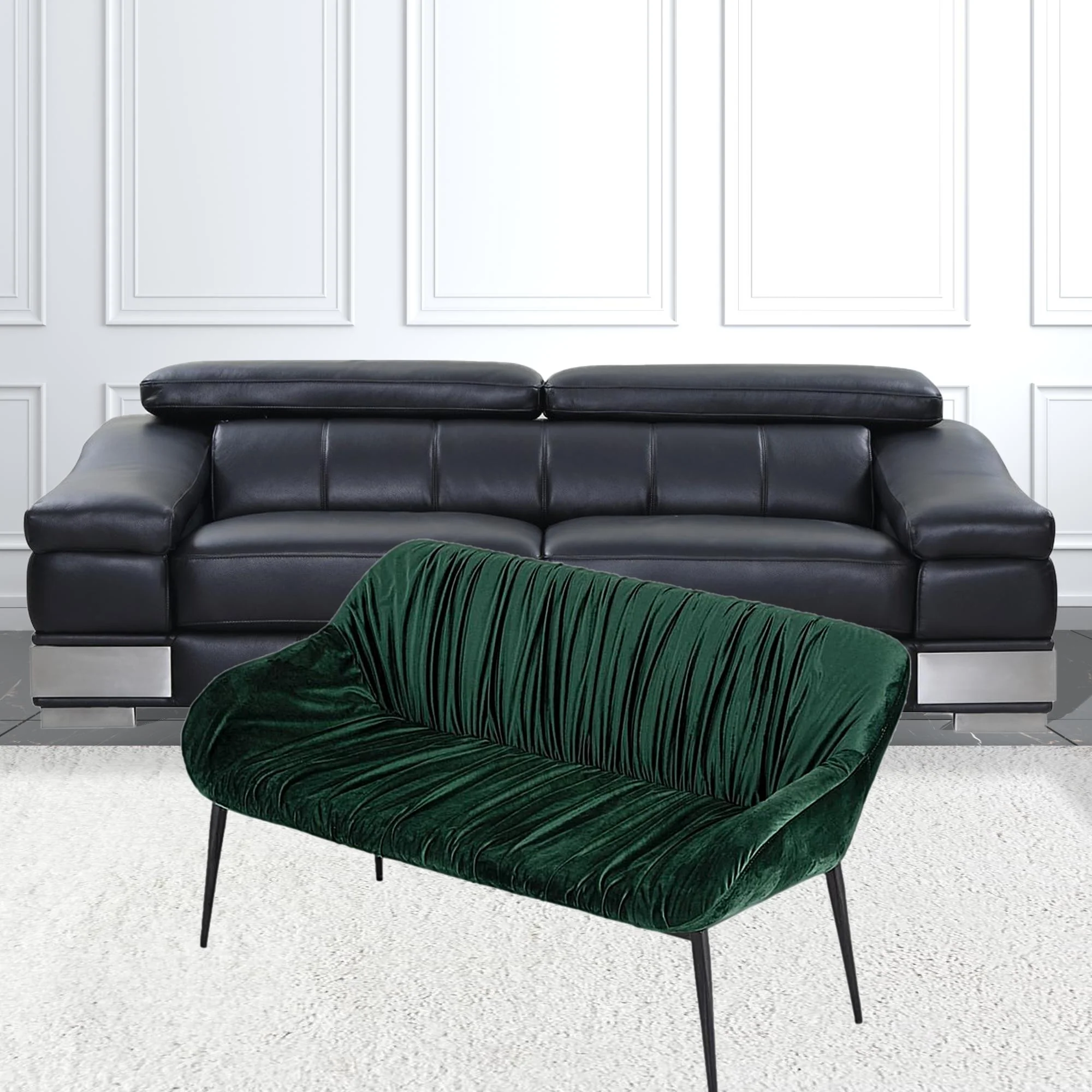 56" Green And Dark Brown Upholstered Velvet Dining bench By Homeroots - Image 4