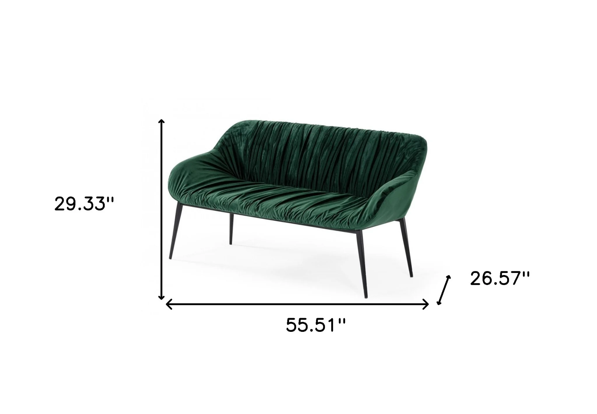 56" Green And Dark Brown Upholstered Velvet Dining bench By Homeroots - Image 5