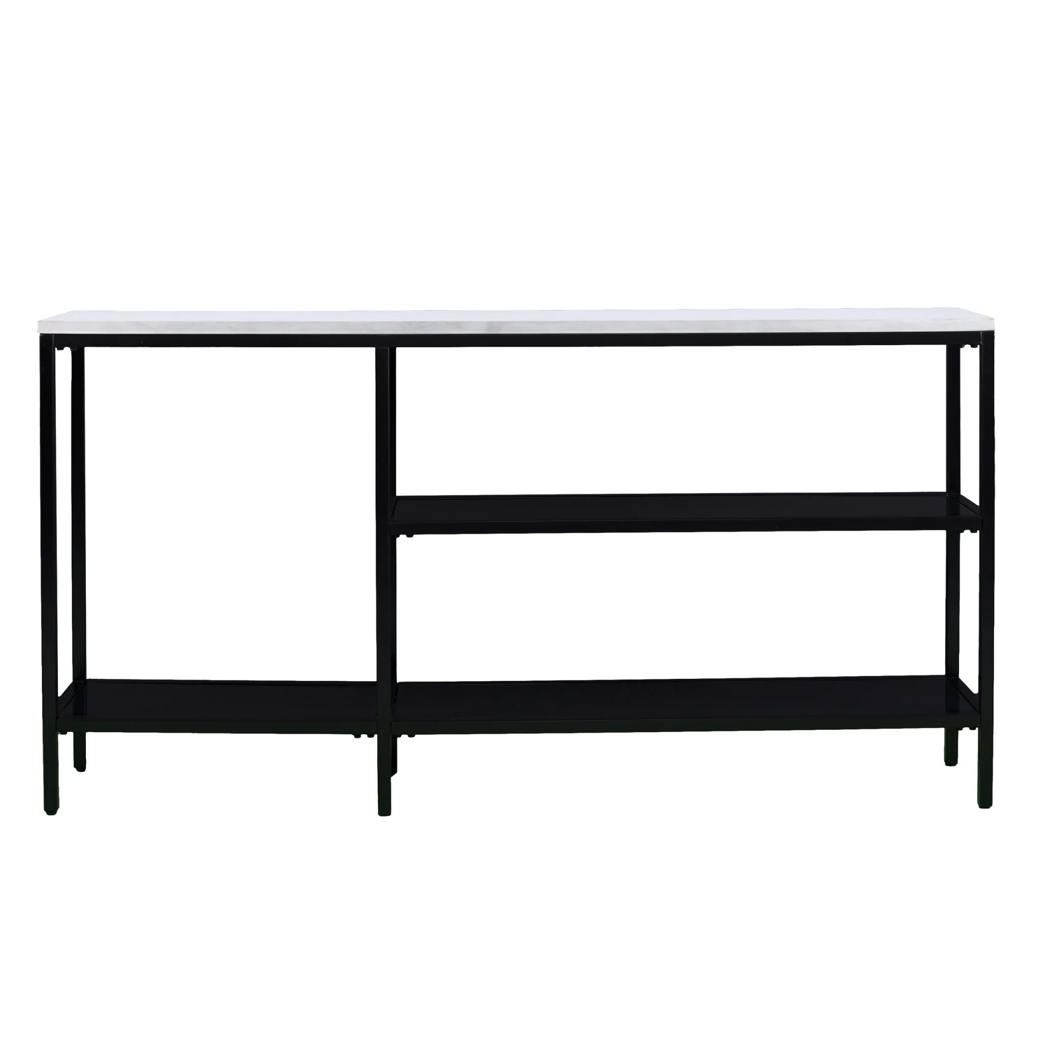 56" White and Black Faux Marble Floor Shelf Console Table With Storage By Homeroots - Image 2