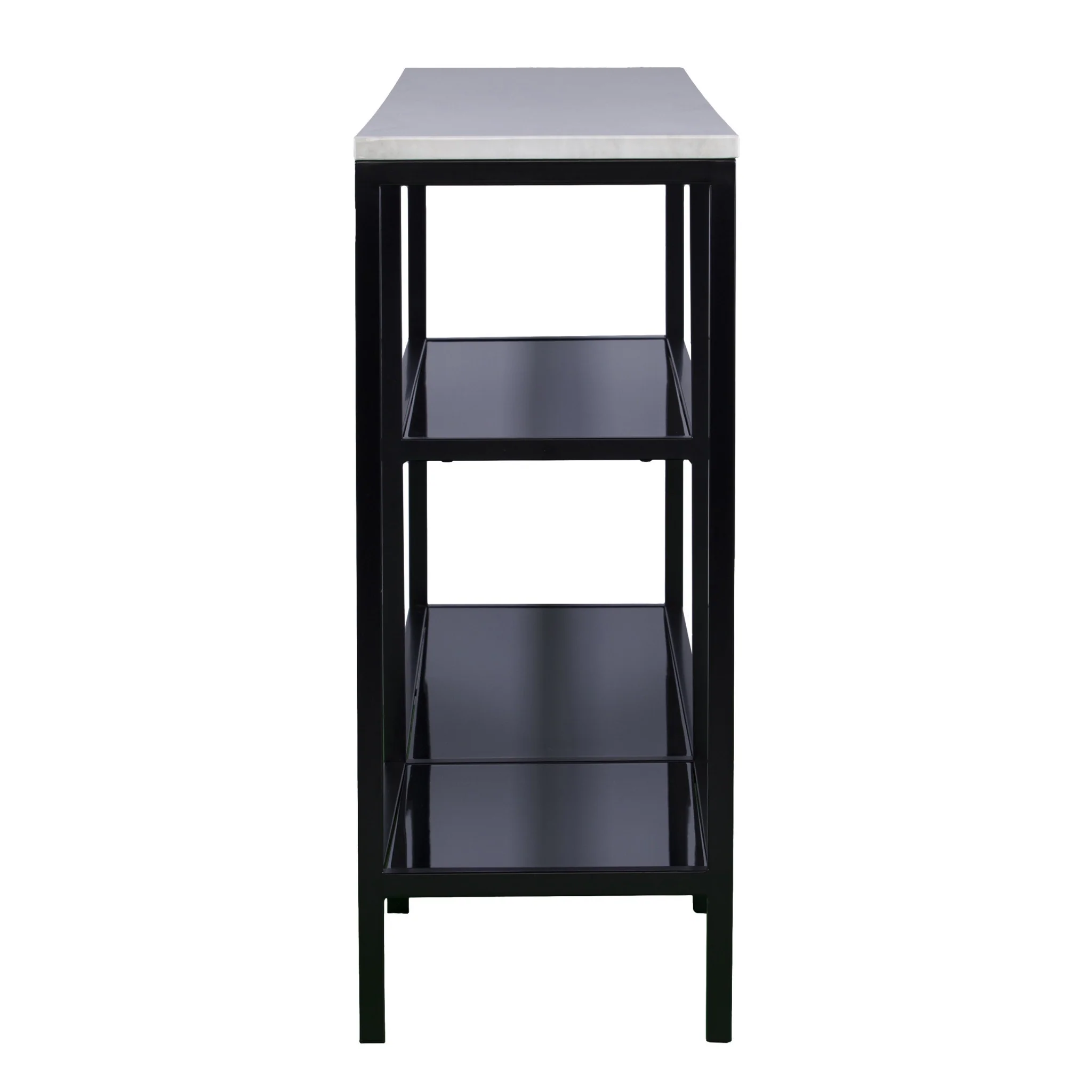 56" White and Black Faux Marble Floor Shelf Console Table With Storage By Homeroots - Image 3