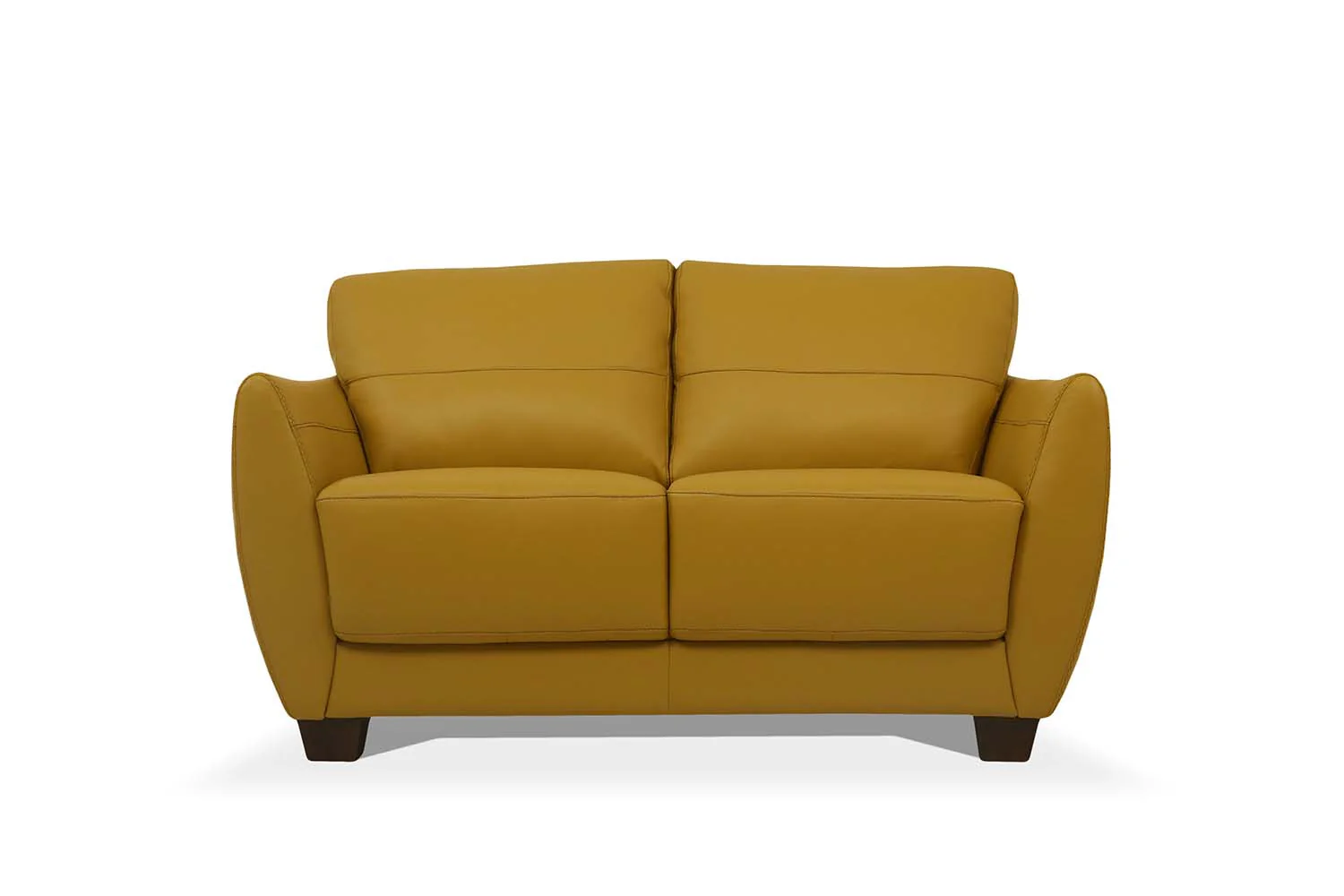 57" Mustard Leather And Black Love Seat By Homeroots - Image 2