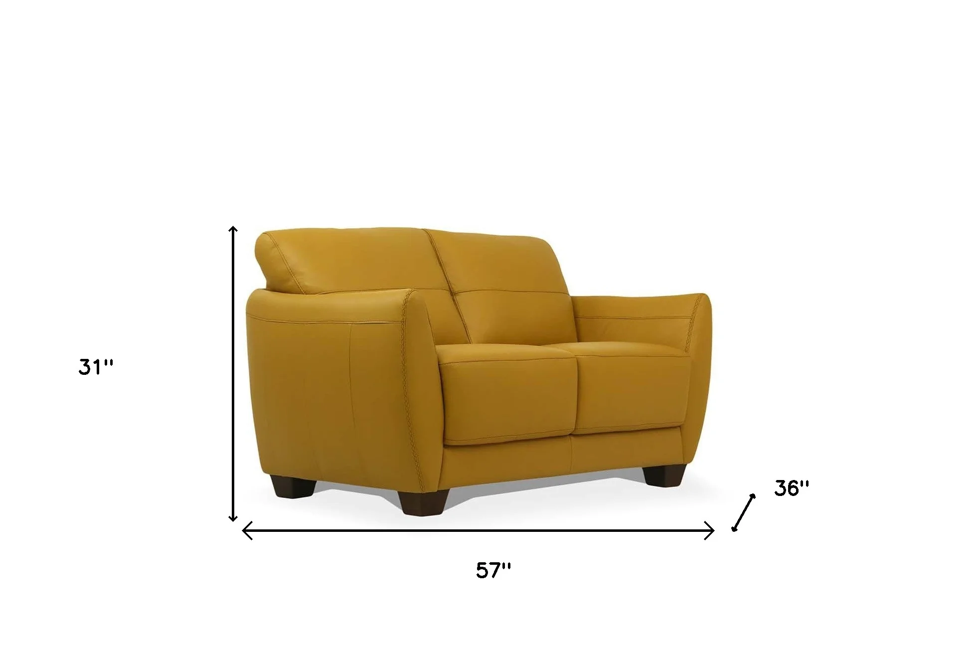 57" Mustard Leather And Black Love Seat By Homeroots - Image 5