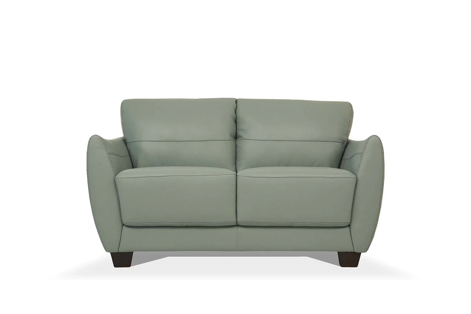 57" Pale Green Leather And Black Love Seat By Homeroots - Image 2