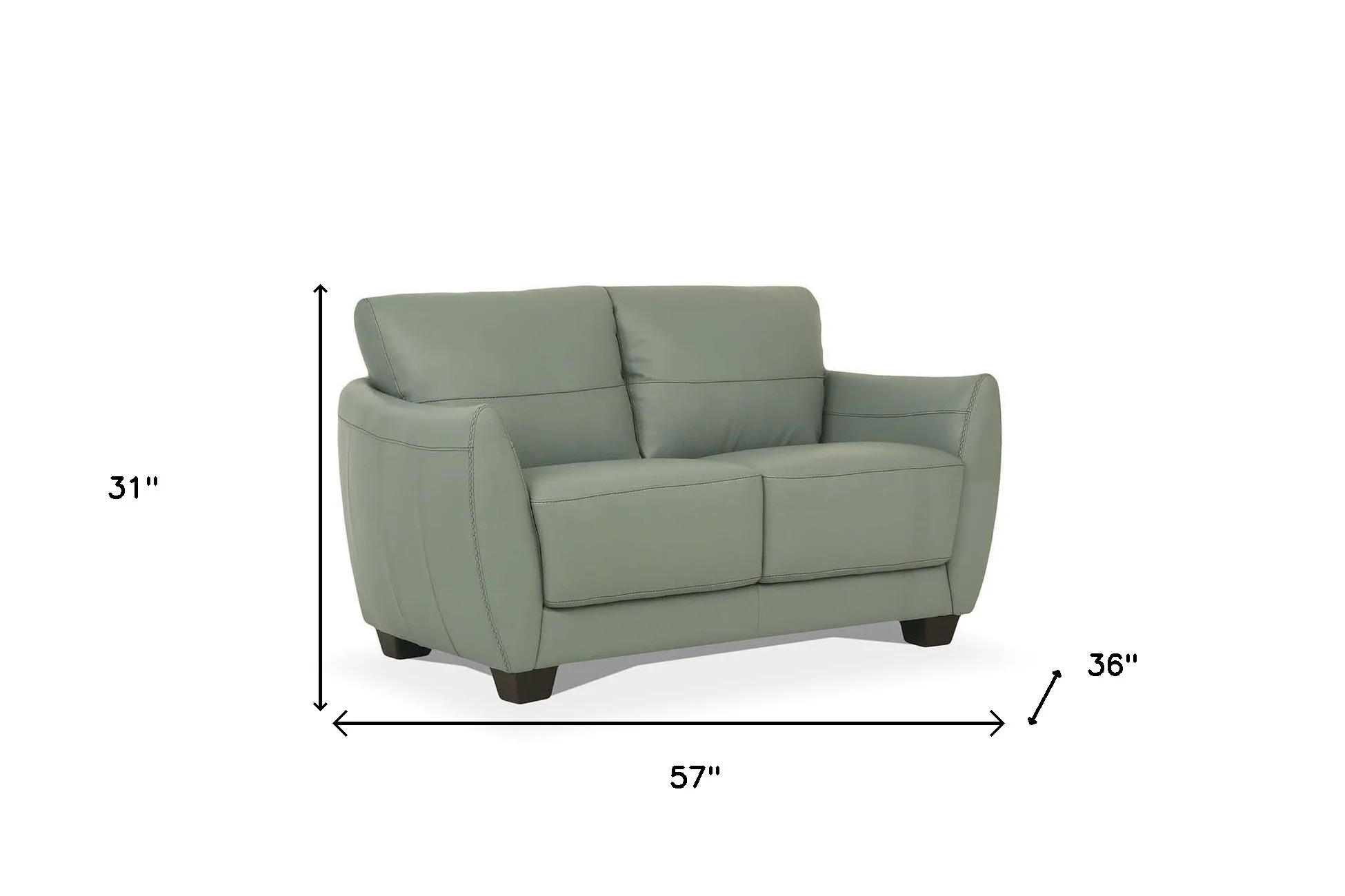 57" Pale Green Leather And Black Love Seat By Homeroots - Image 5