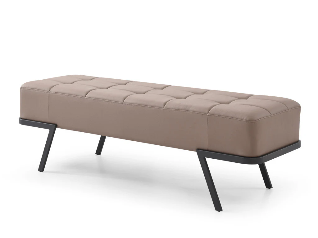 57" Taupe And Black Upholstered Upholstered Bedroom Bench By Homeroots - Image 3