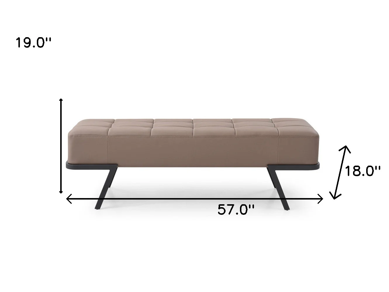 57" Taupe And Black Upholstered Upholstered Bedroom Bench By Homeroots - Image 4