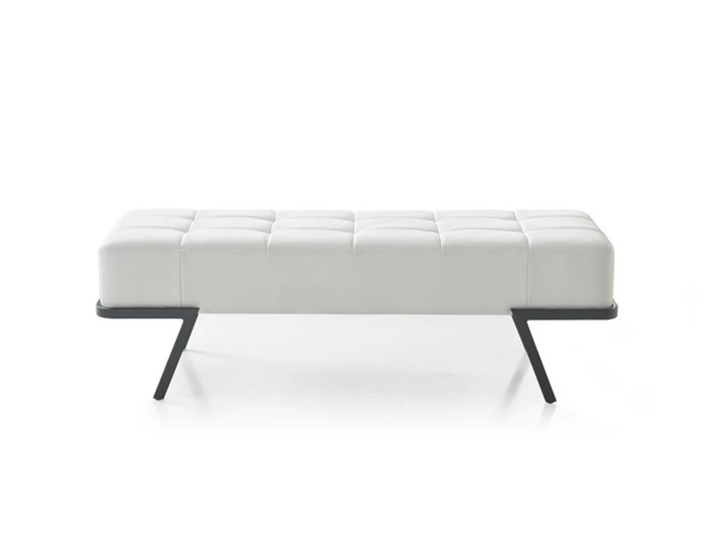 57" White And Black Upholstered Upholstered Bedroom Bench By Homeroots - Image 2
