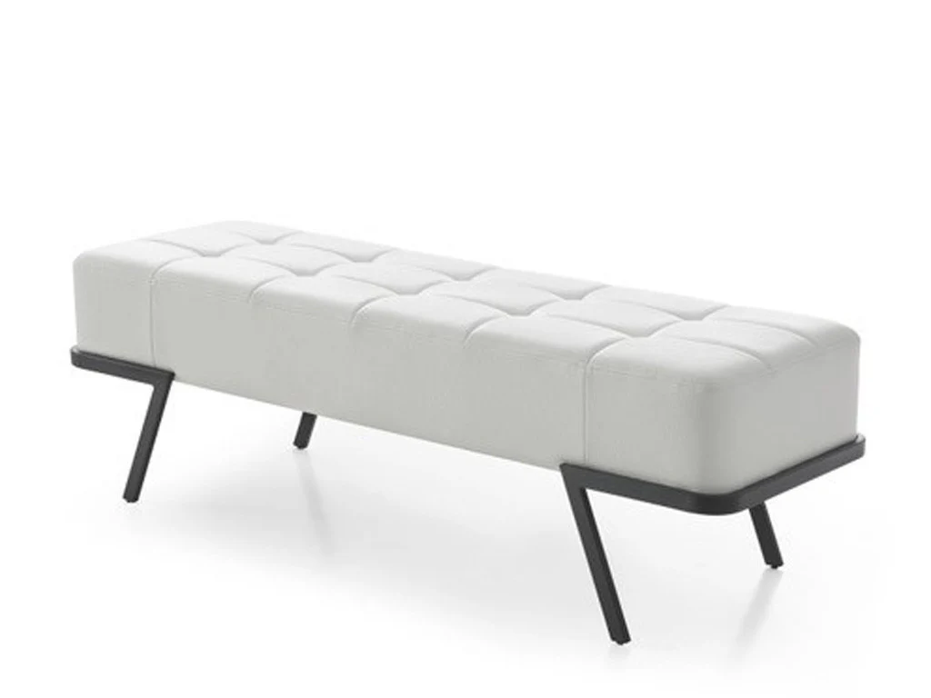 57" White And Black Upholstered Upholstered Bedroom Bench By Homeroots - Image 3