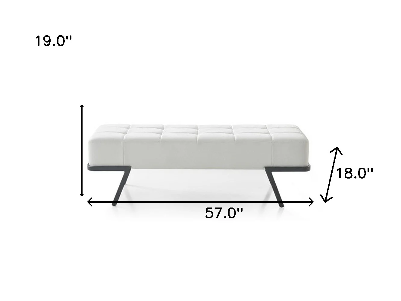 57" White And Black Upholstered Upholstered Bedroom Bench By Homeroots - Image 4