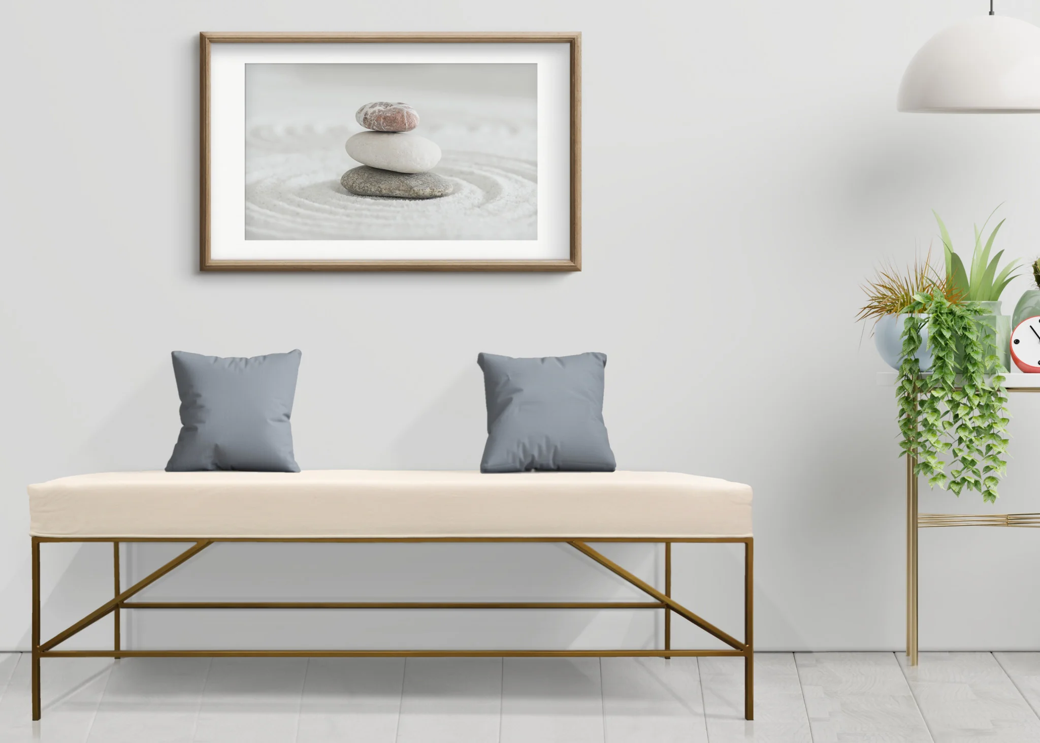 58" Ivory And Gold 100% Linen Upholstered Entryway Bench By Homeroots - Image 5