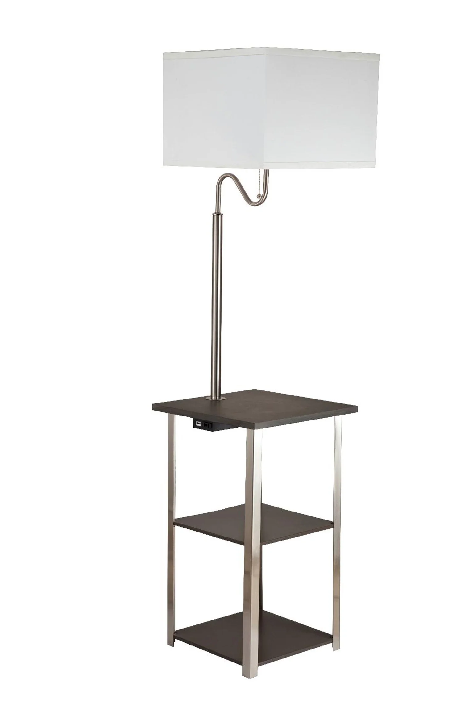 58" Steel Tray Table Floor Lamp With White Square Shade By Homeroots - Image 3