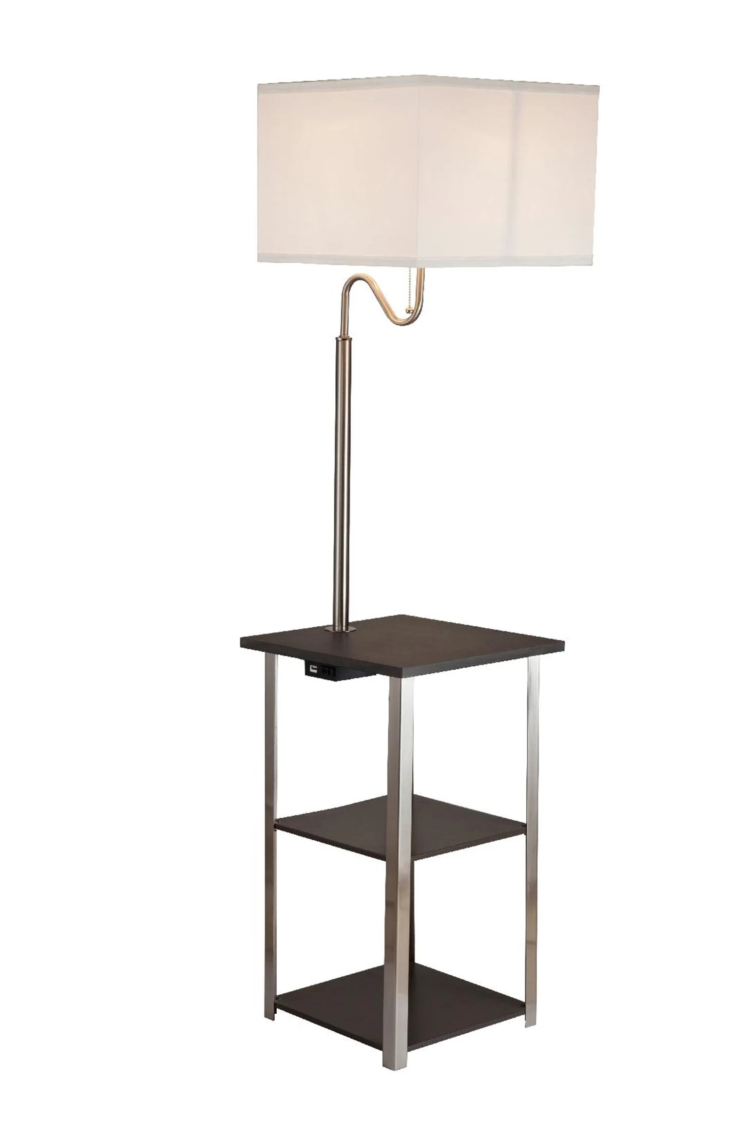 58" Steel Tray Table Floor Lamp With White Square Shade By Homeroots - Image 4