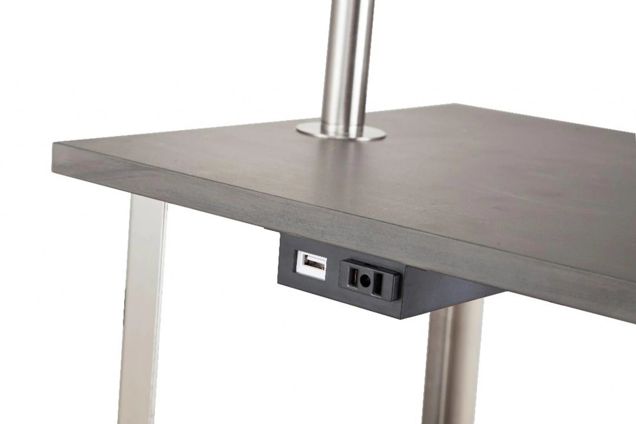 58" Steel Tray Table Floor Lamp With White Square Shade By Homeroots - Image 5