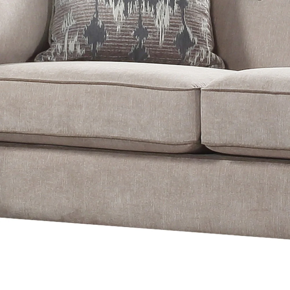 58" Tan Velvet And Black Love Seat By Homeroots - Image 3