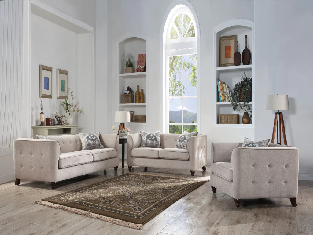 58" Tan Velvet And Black Love Seat By Homeroots - Image 4