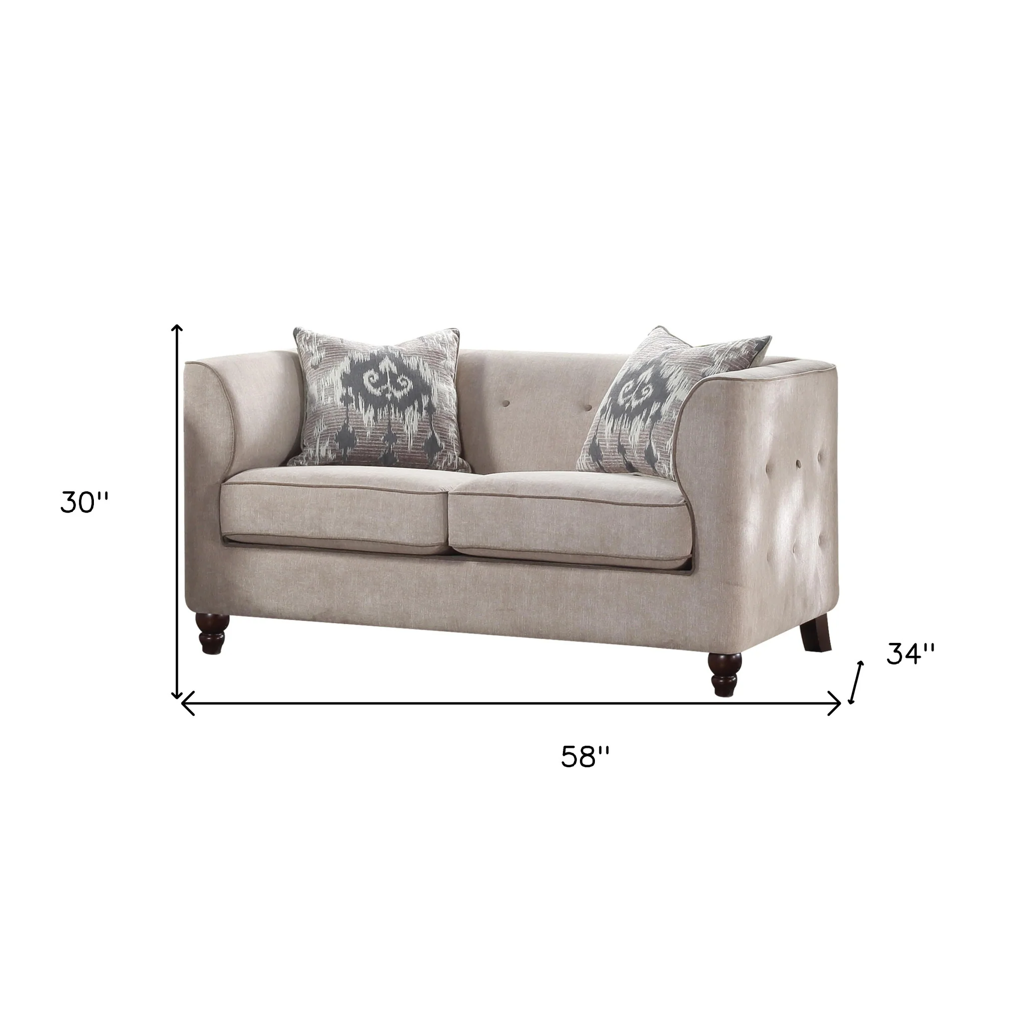 58" Tan Velvet And Black Love Seat By Homeroots - Image 5