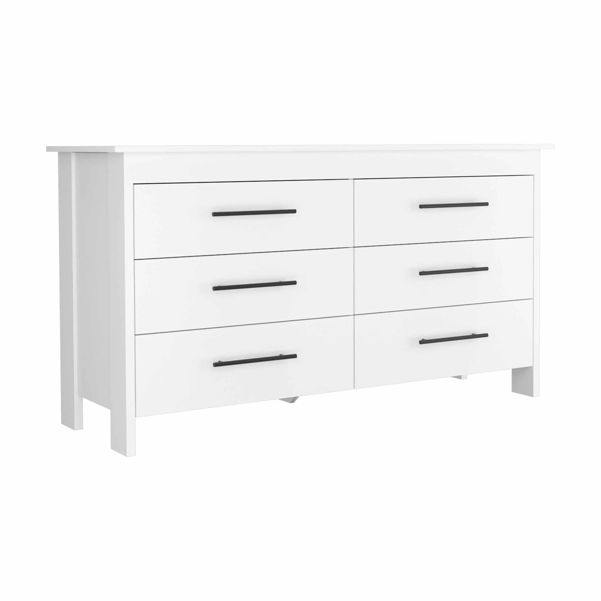 58" White Six Drawer Double Dresser By Homeroots - Image 6