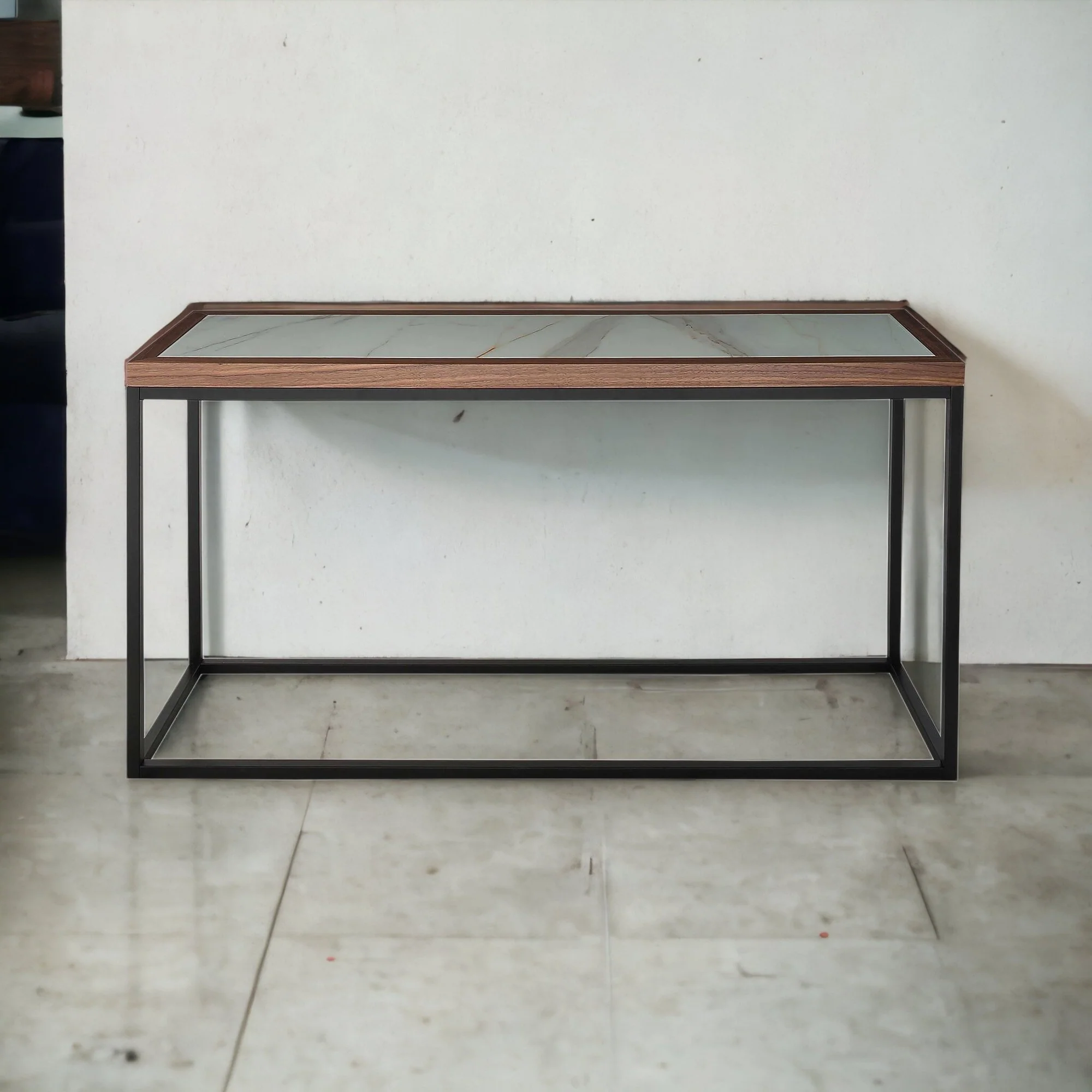 59" Brown and White and Black Glass Frame Console Table By Homeroots - Image 4