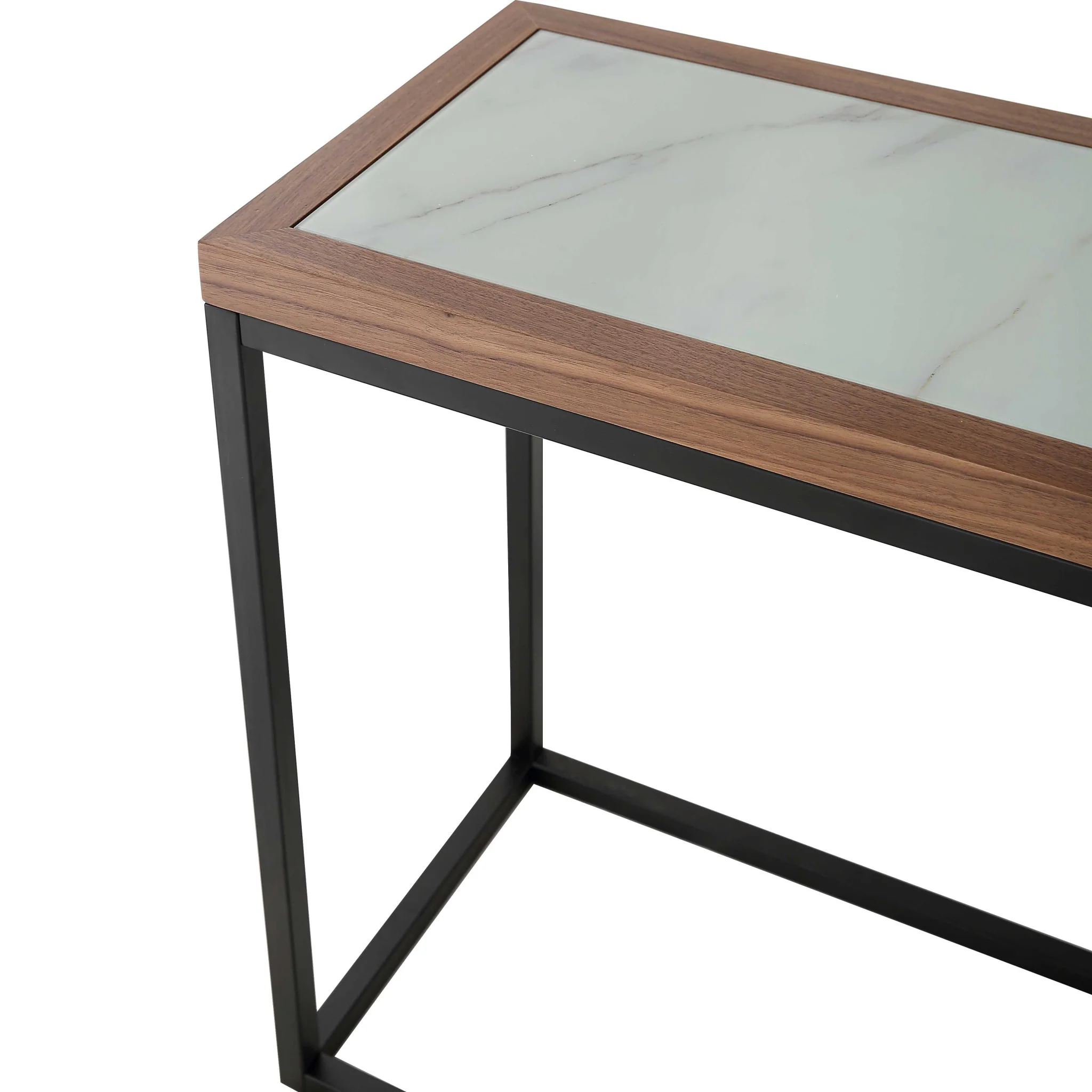 59" Brown and White and Black Glass Frame Console Table By Homeroots - Image 5