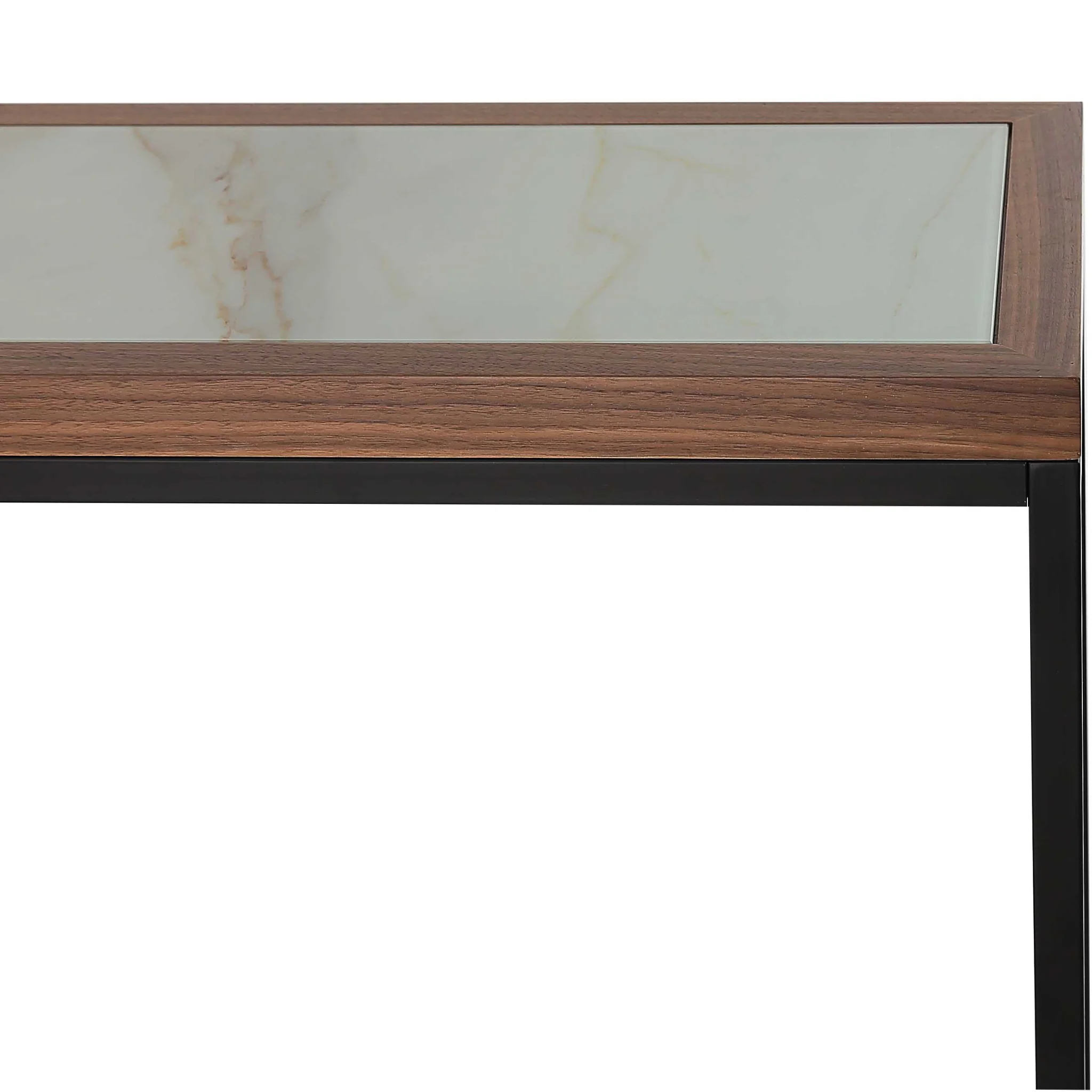 59" Brown and White and Black Glass Frame Console Table By Homeroots - Image 8