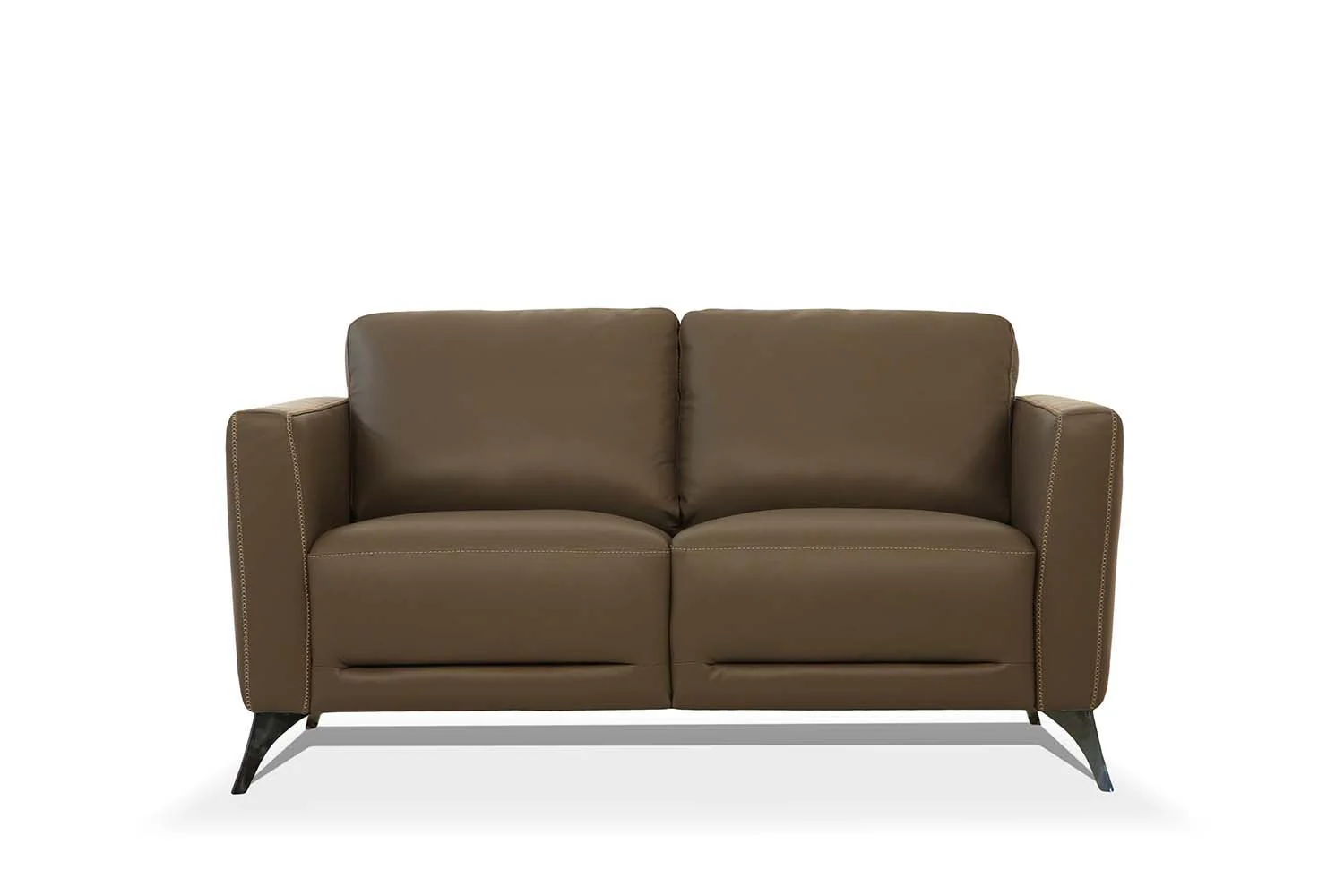 59" Brown Leather And Black Love Seat By Homeroots - Image 2
