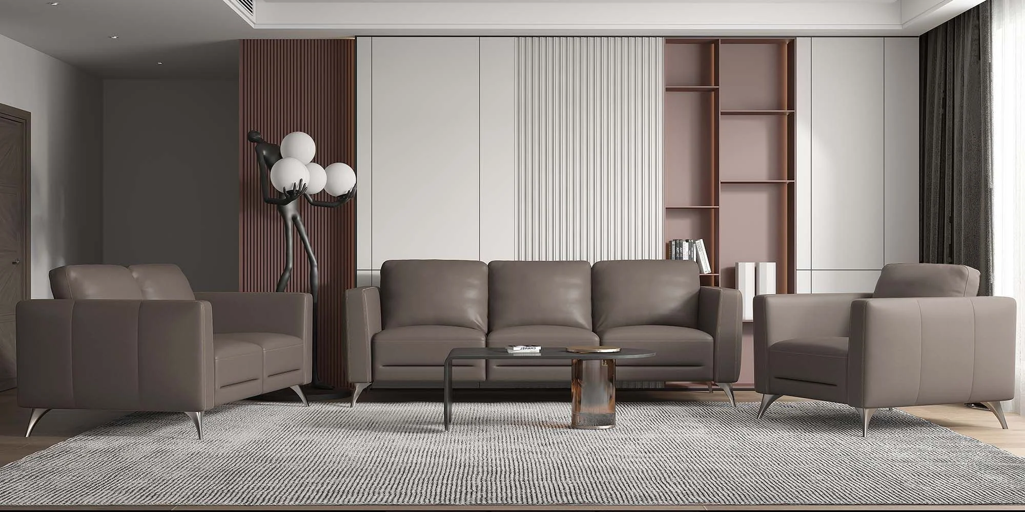 59" Brown Leather And Black Love Seat By Homeroots - Image 4