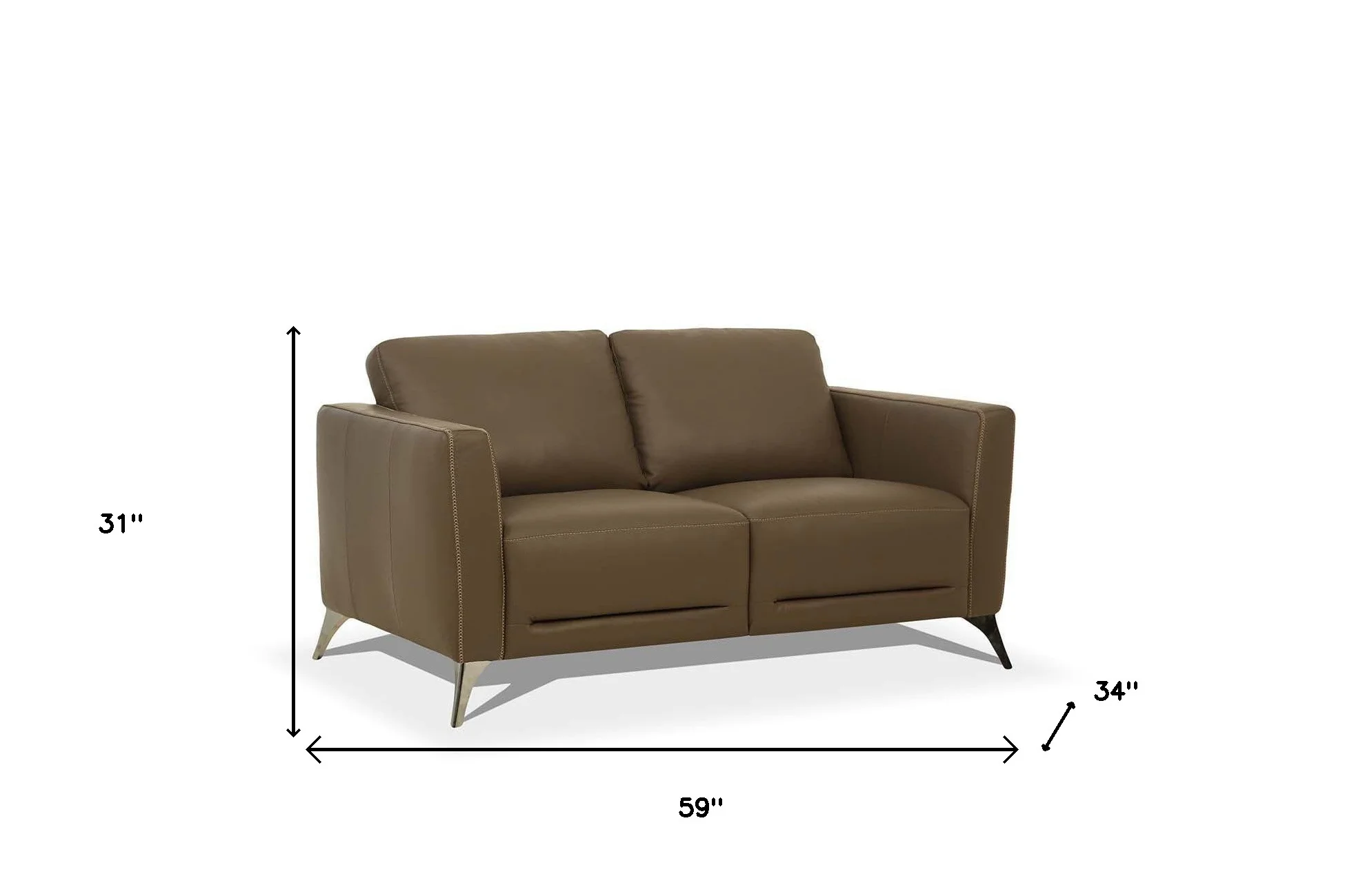59" Brown Leather And Black Love Seat By Homeroots - Image 5