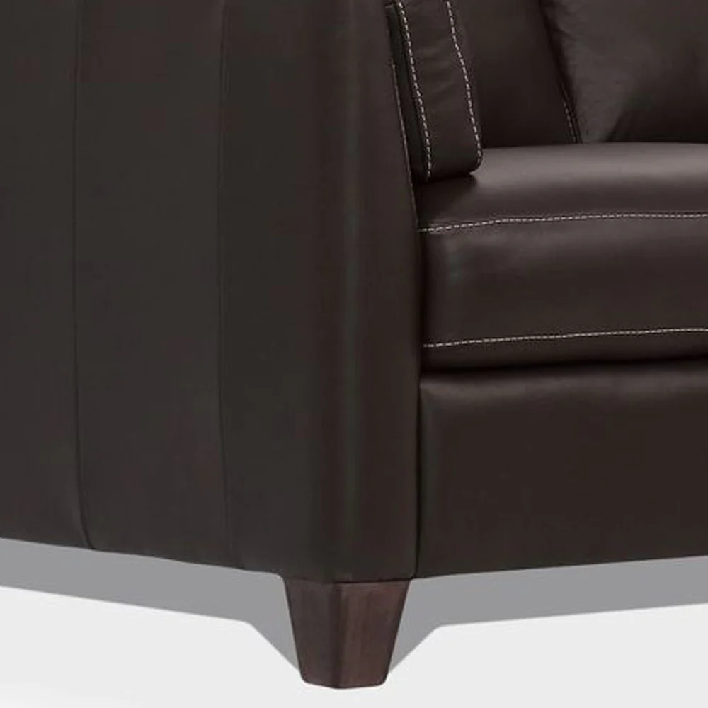 59" Chocolate And Brown Leather Love Seat By Homeroots - Image 3