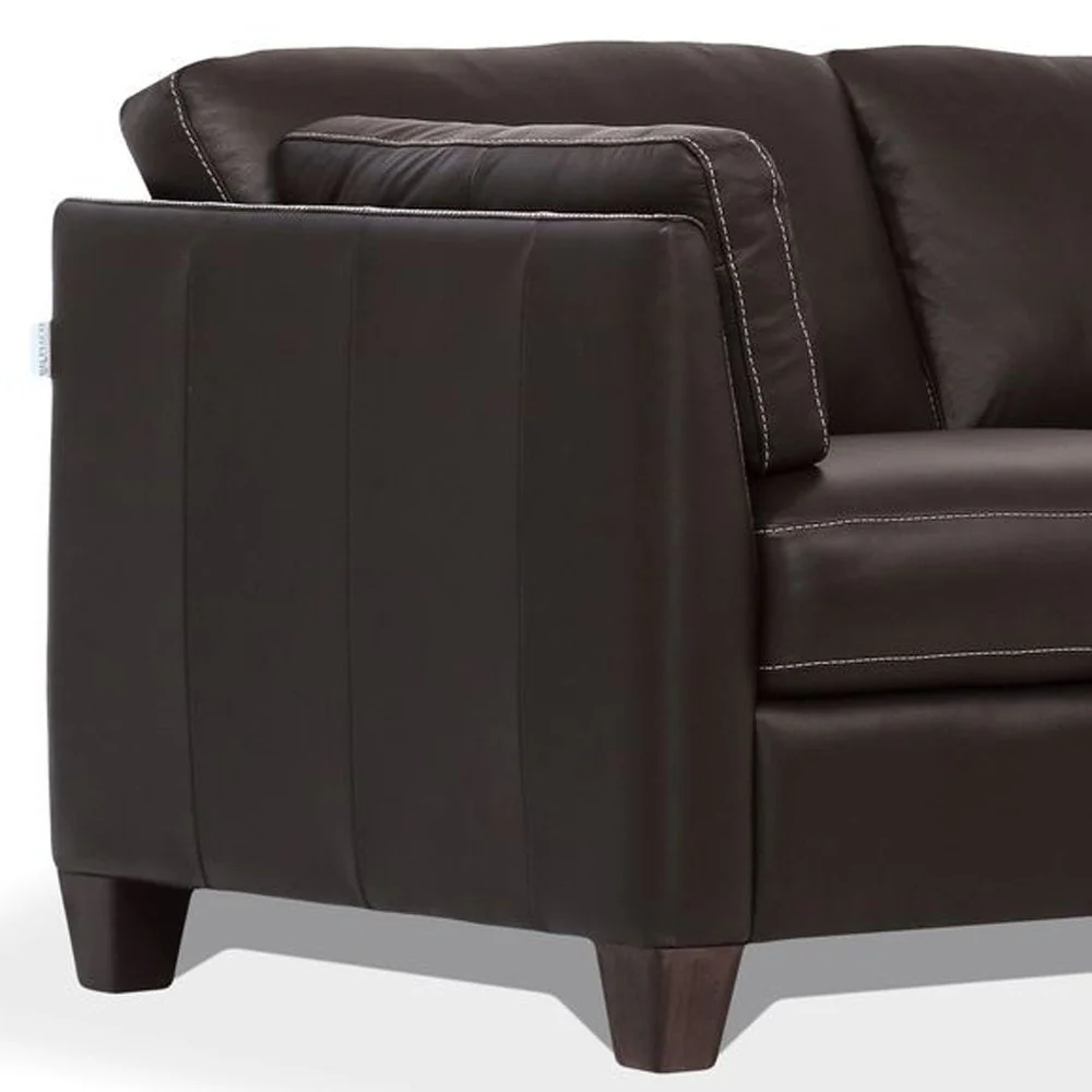59" Chocolate And Brown Leather Love Seat By Homeroots - Image 4