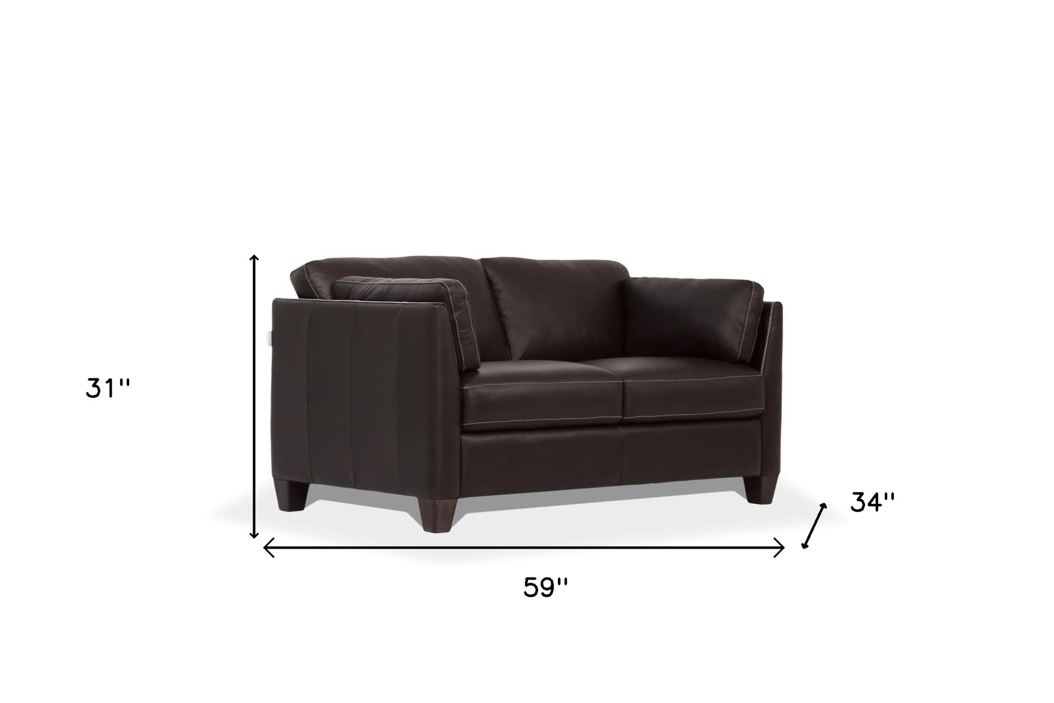 59" Chocolate And Brown Leather Love Seat By Homeroots - Image 5