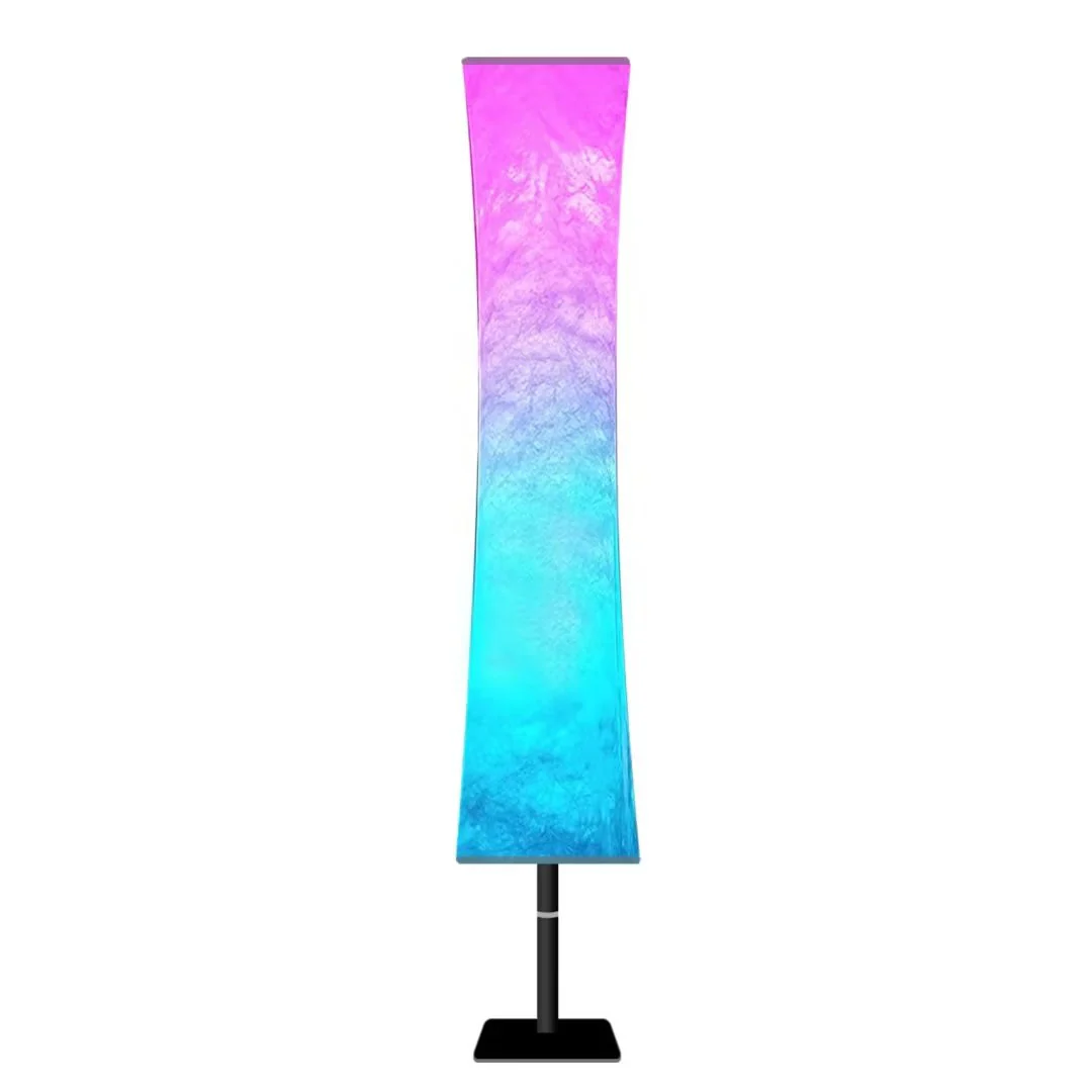 59" Color Changing LED White Column Smart Floor Lamp With White Rectangular Shade By Homeroots - Image 2
